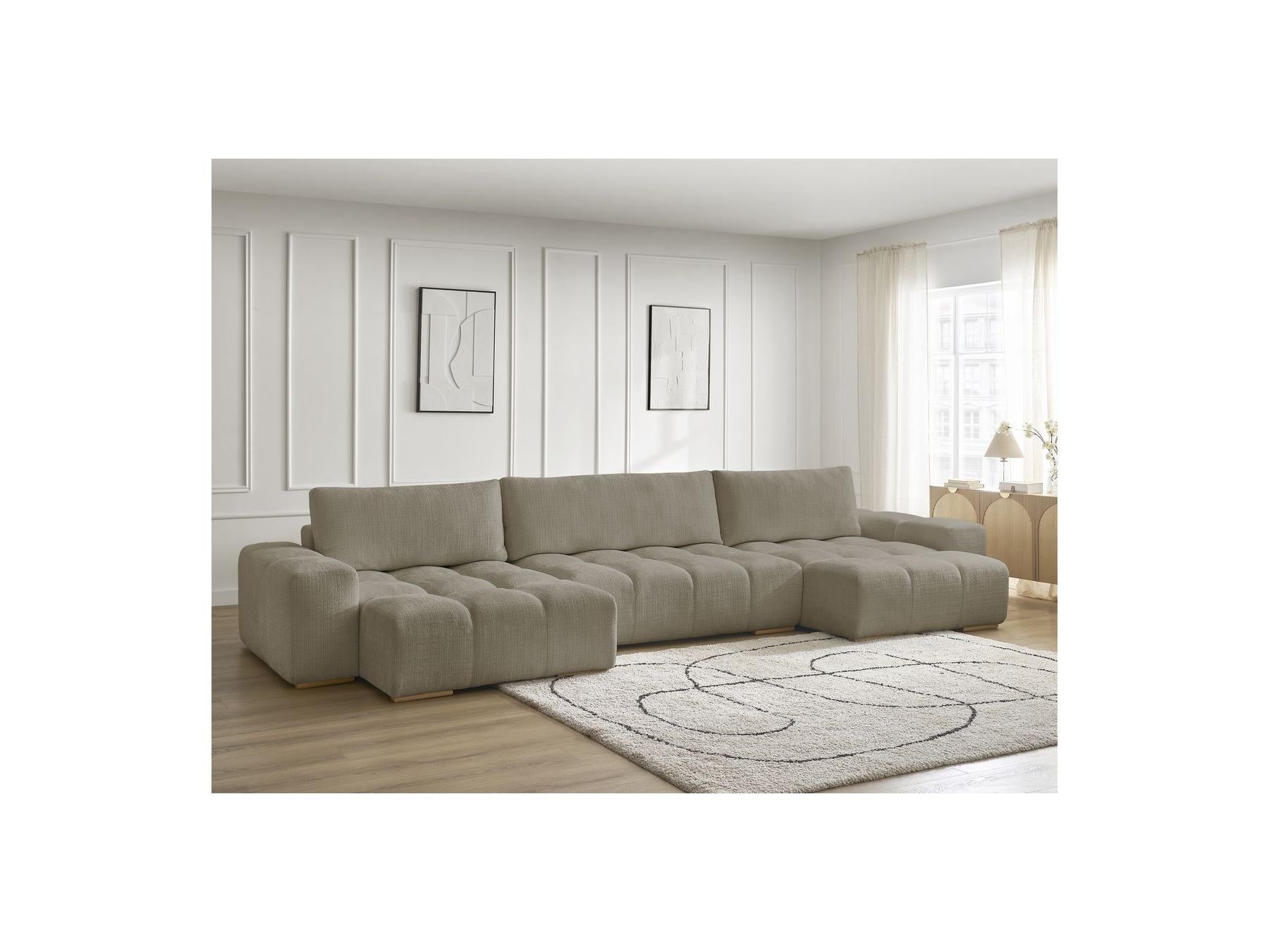 Anakin - Fixed Panoramic Sofa - Textured Fabric - 3 Cushions