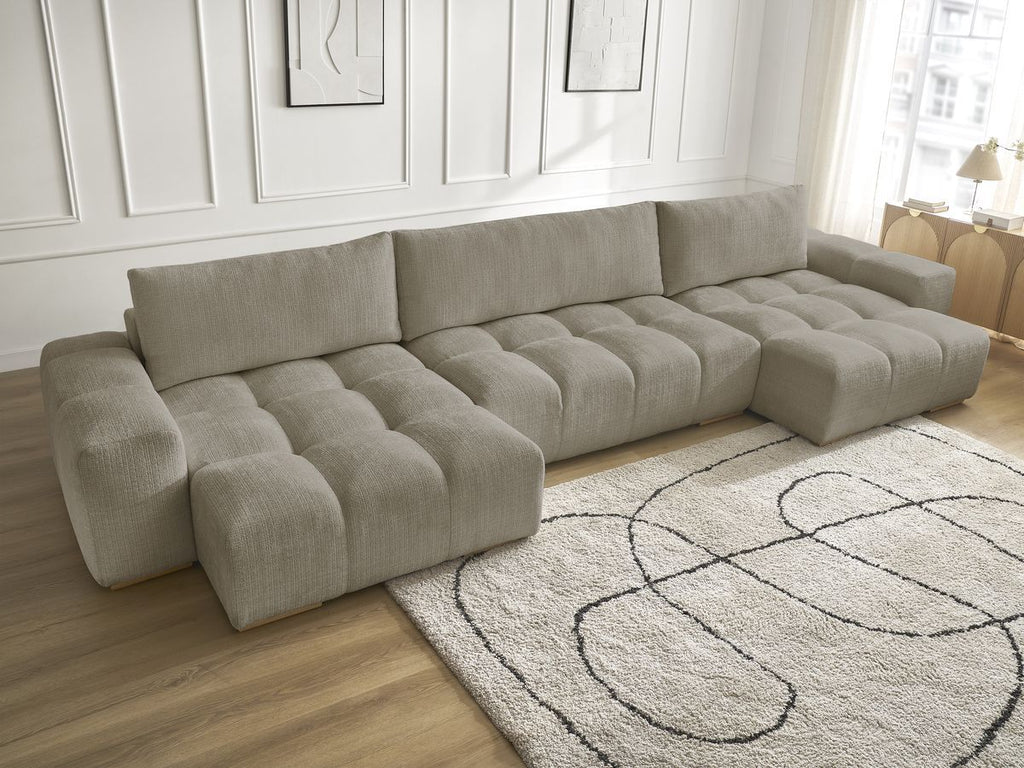 Anakin - Fixed Panoramic Sofa - Textured Fabric - 3 Cushions