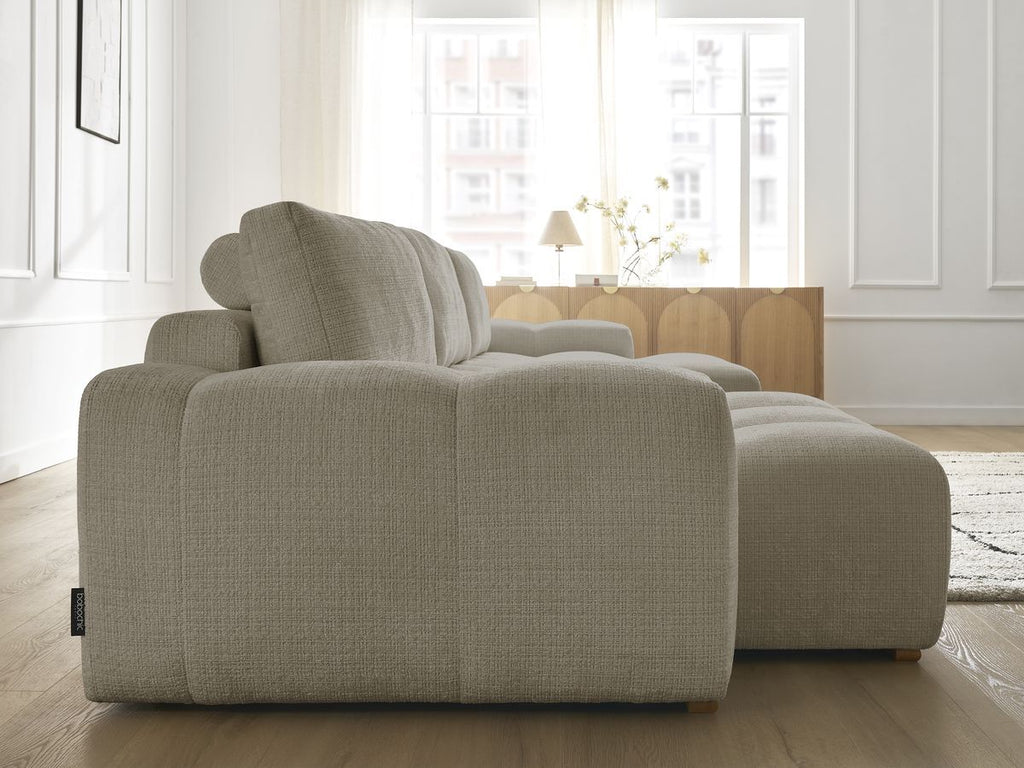Anakin - Fixed Panoramic Sofa - Textured Fabric - 3 Cushions