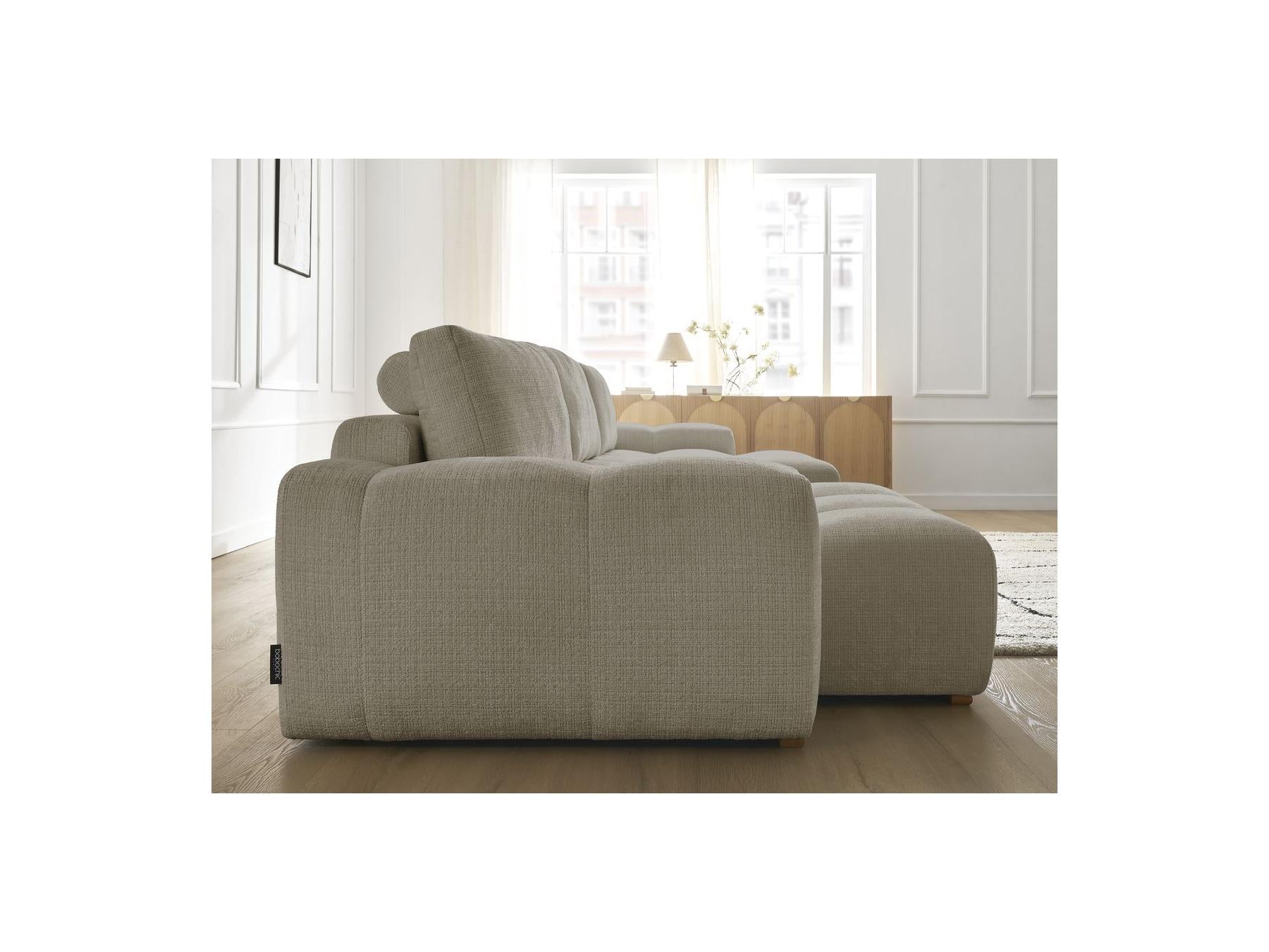 Anakin - Fixed Panoramic Sofa - Textured Fabric - 3 Cushions