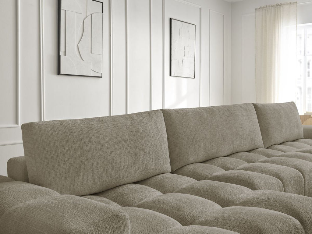 Anakin - Fixed Panoramic Sofa - Textured Fabric - 3 Cushions