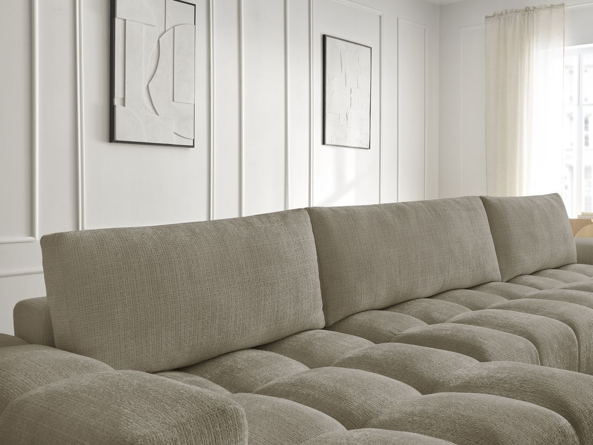 Anakin - Fixed Panoramic Sofa - Textured Fabric - 3 Cushions
