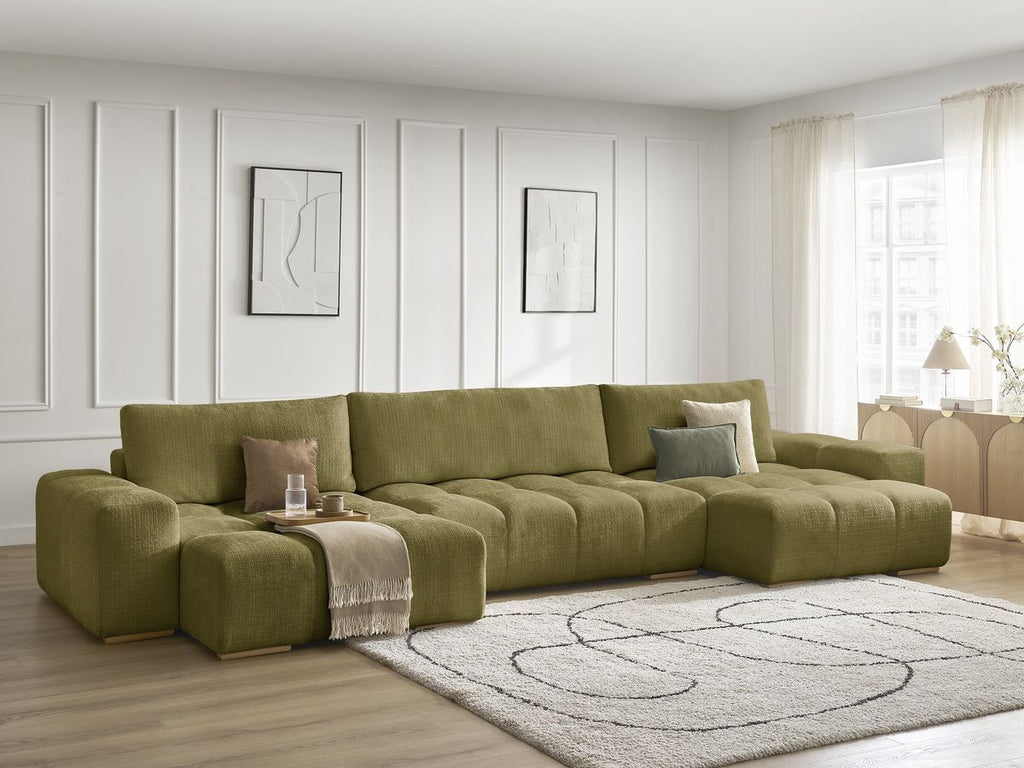 Anakin - Fixed Panoramic Sofa - Textured Fabric - 3 Cushions