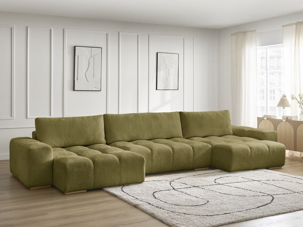Anakin - Fixed Panoramic Sofa - Textured Fabric - 3 Cushions