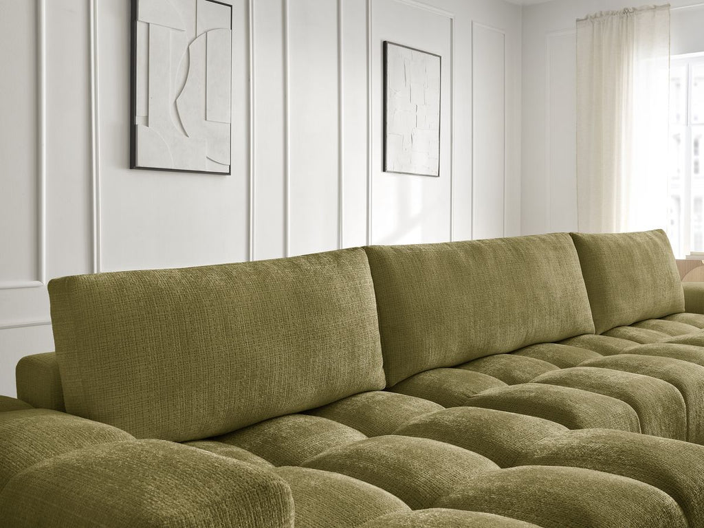 Anakin - Fixed Panoramic Sofa - Textured Fabric - 3 Cushions