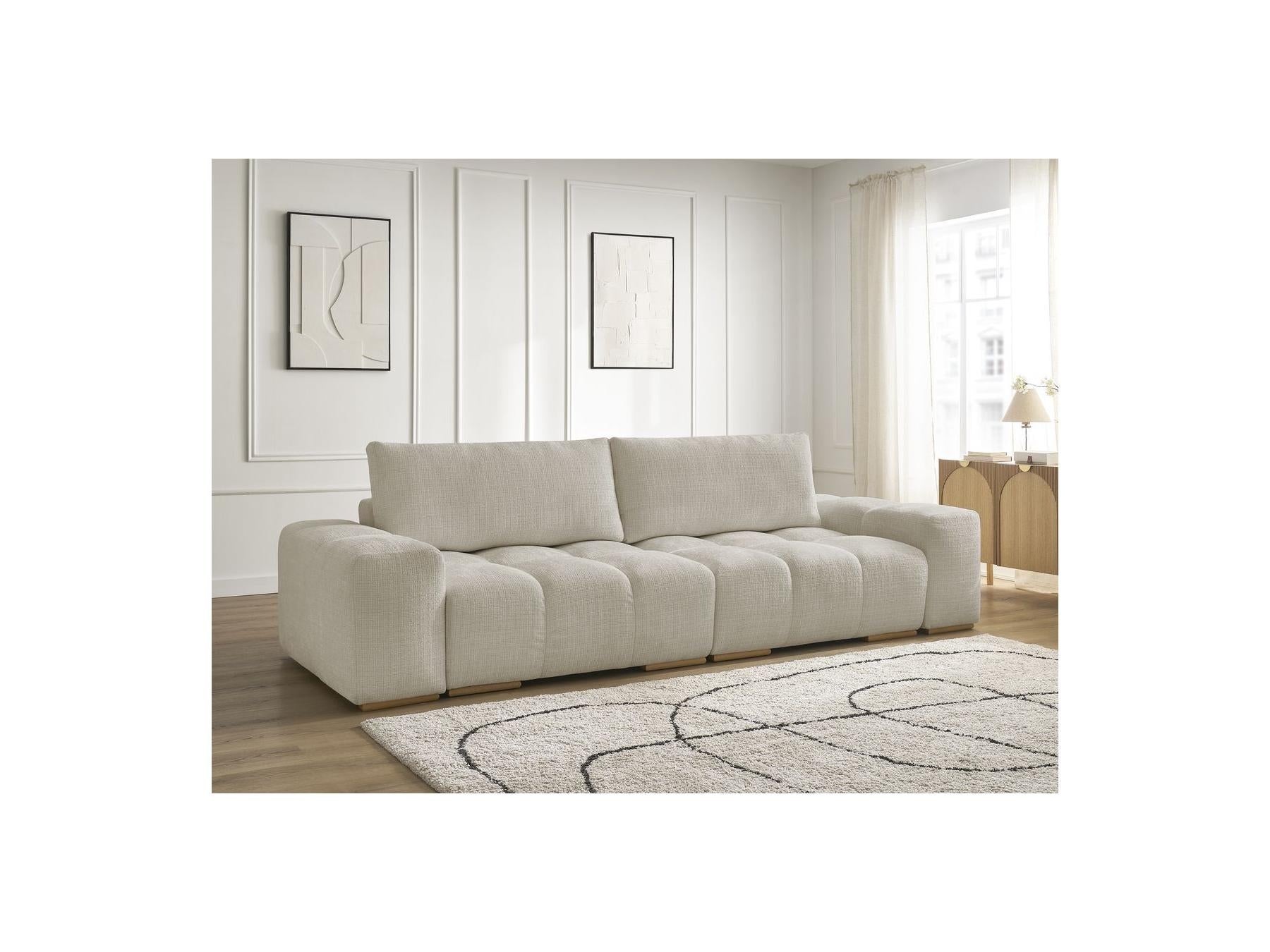 Anakin - Canapé Droit Fixe 3 Places - Tissu Texturé - 2 Coussins