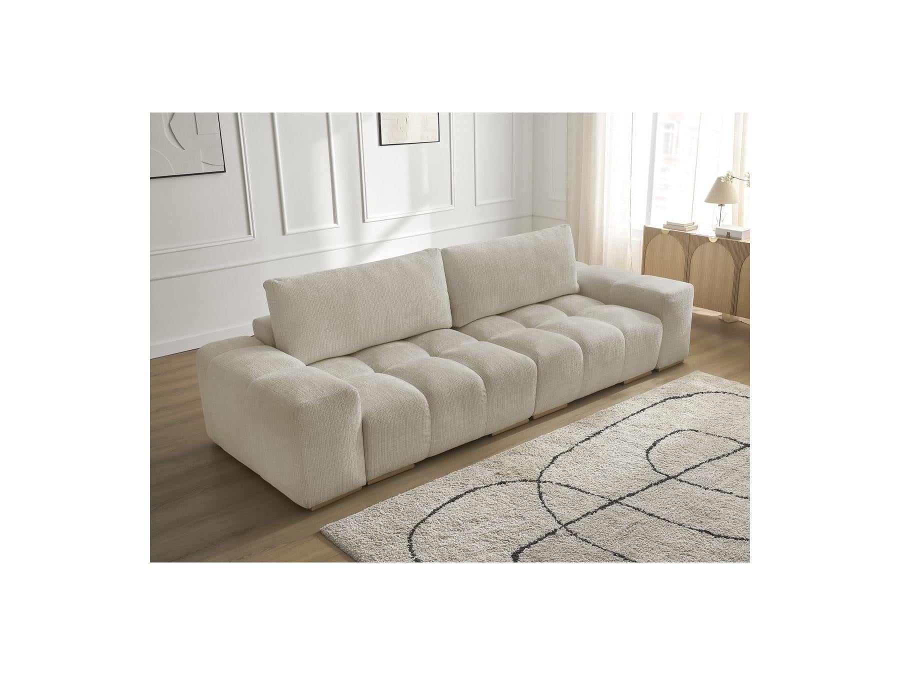 Anakin - Canapé Droit Fixe 3 Places - Tissu Texturé - 2 Coussins