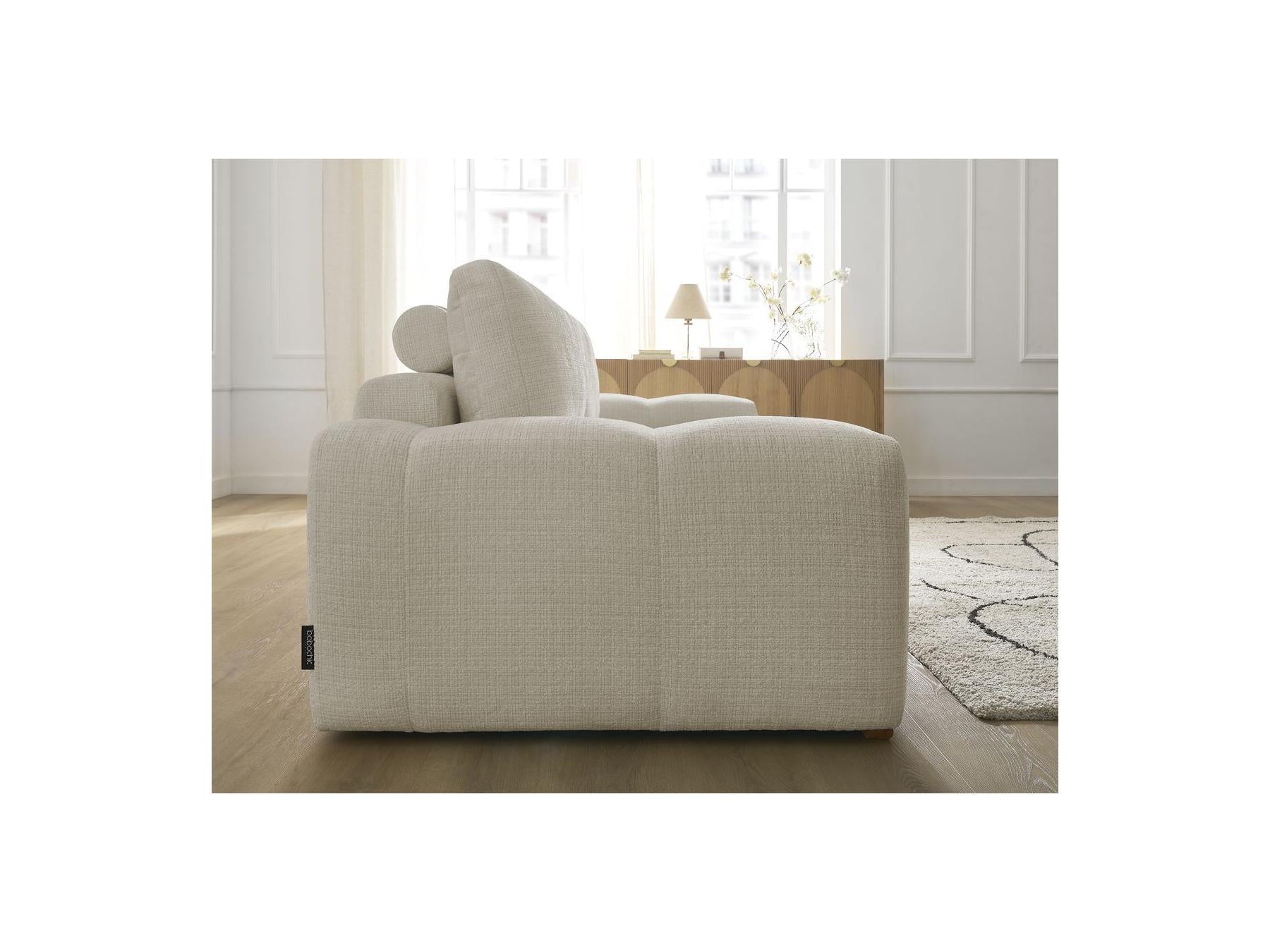 Anakin - Canapé Droit Fixe 3 Places - Tissu Texturé - 2 Coussins