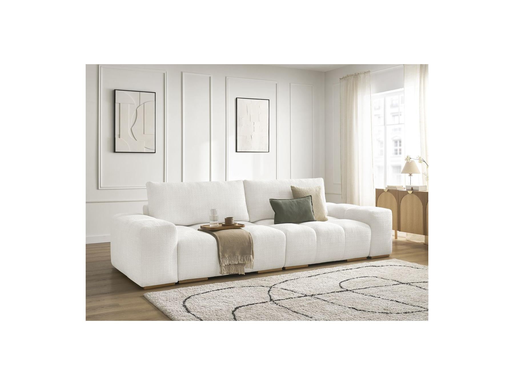 Anakin - Canapé Droit Fixe 3 Places - Tissu Texturé - 2 Coussins