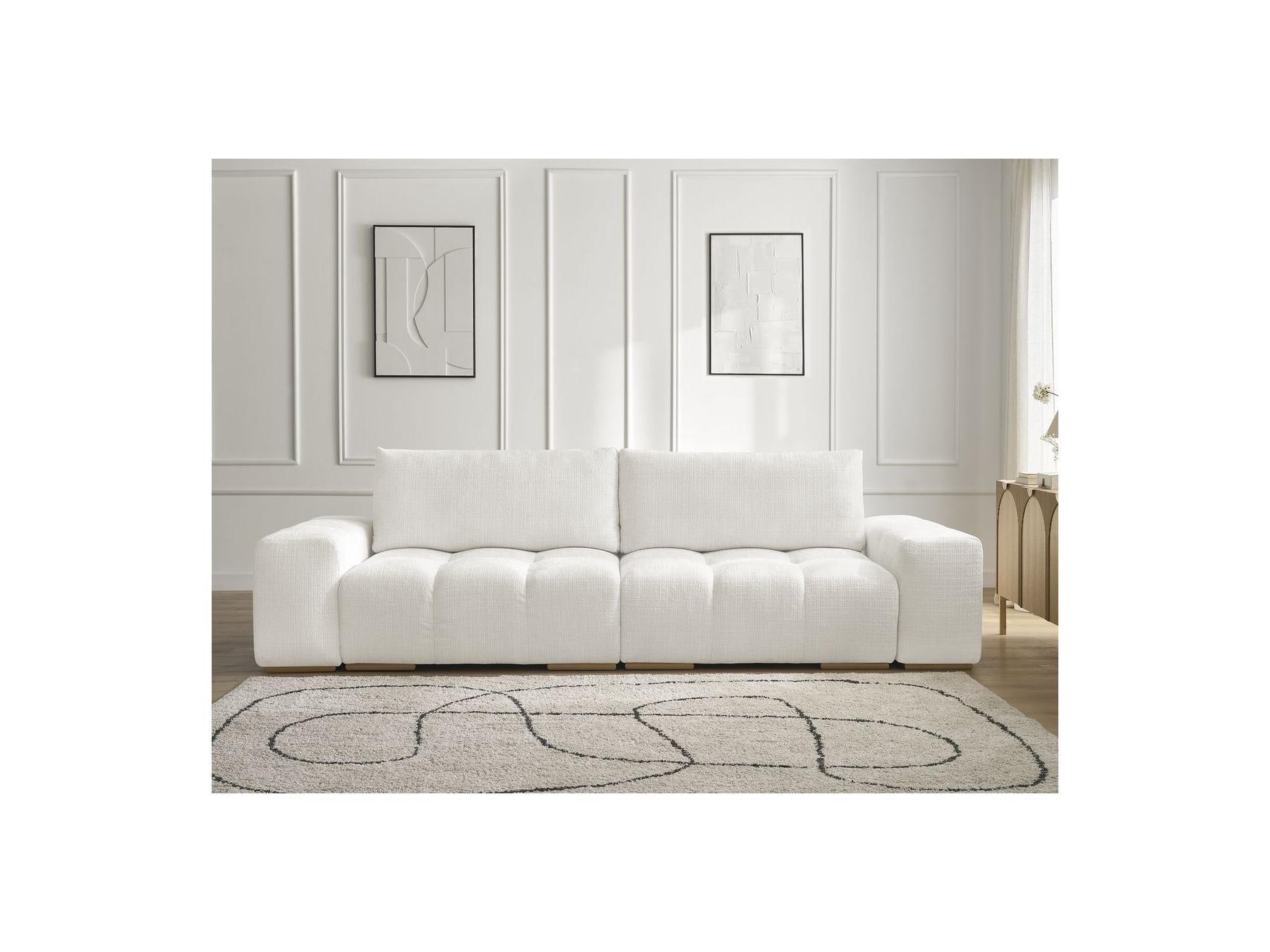 Anakin - Canapé Droit Fixe 3 Places - Tissu Texturé - 2 Coussins