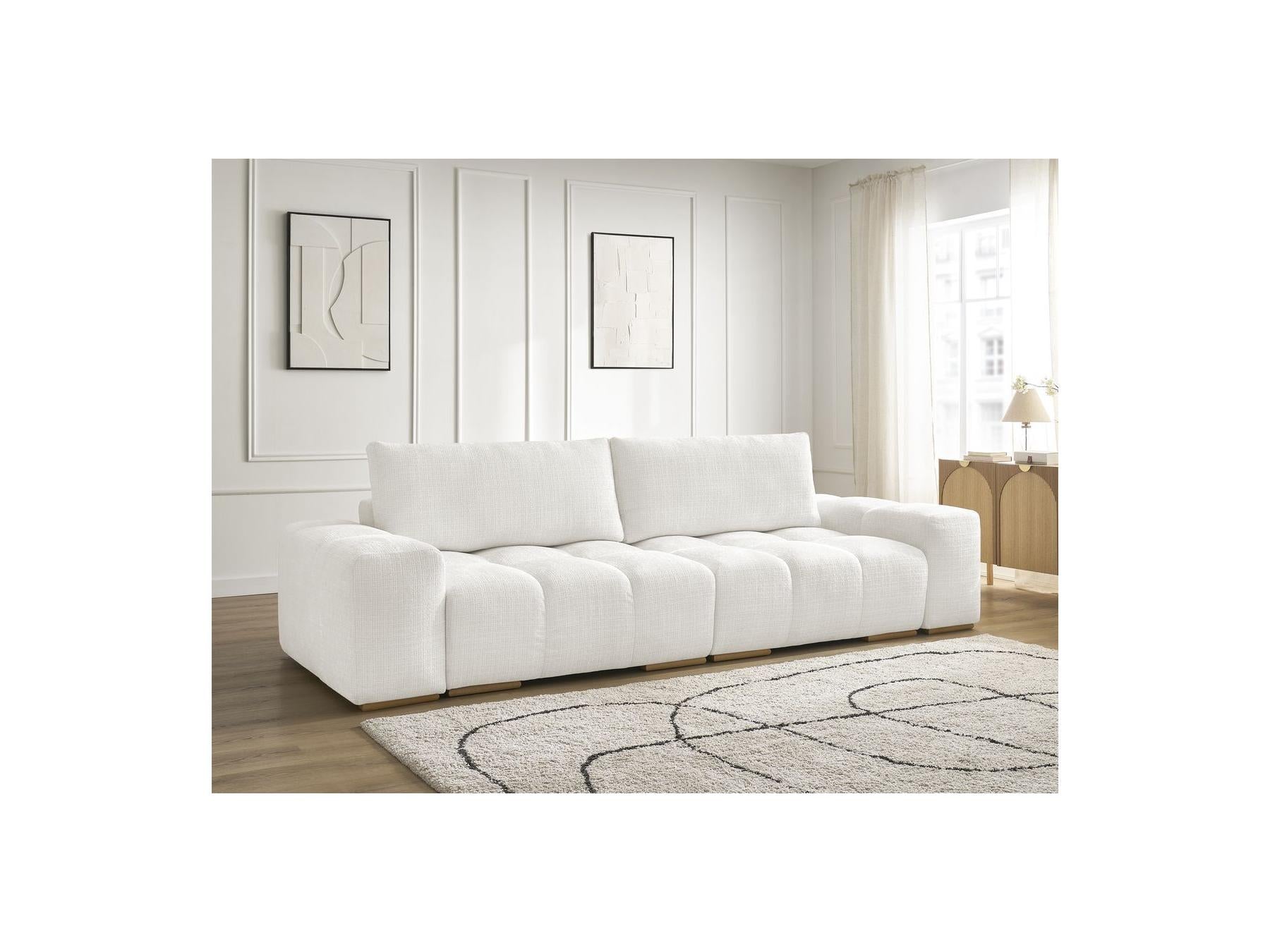 Anakin - Canapé Droit Fixe 3 Places - Tissu Texturé - 2 Coussins