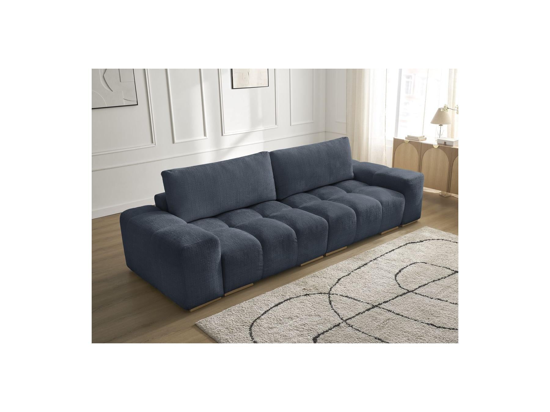 Anakin - Canapé Droit Fixe 3 Places - Tissu Texturé - 2 Coussins