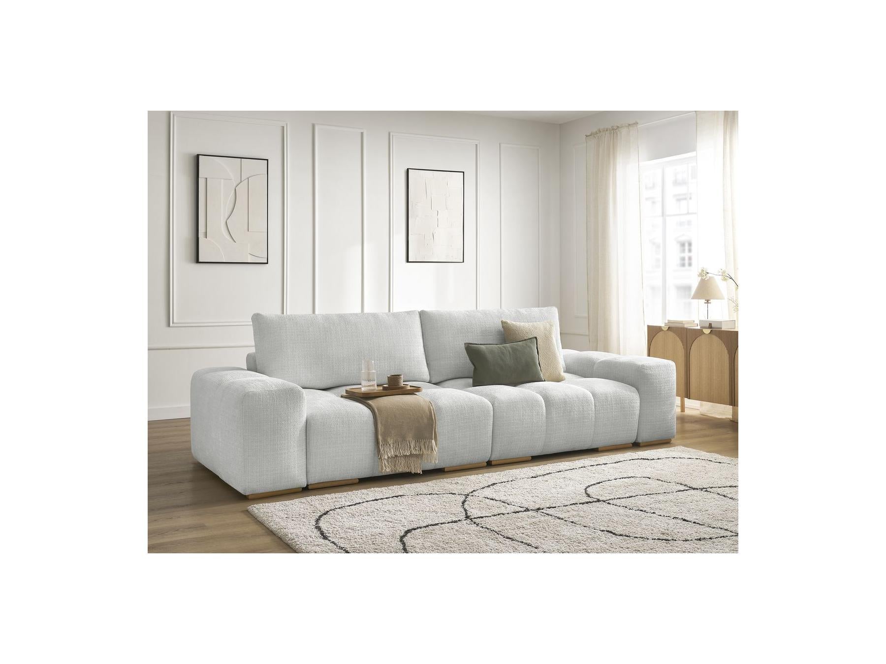 Anakin - Canapé Droit Fixe 3 Places - Tissu Texturé - 2 Coussins