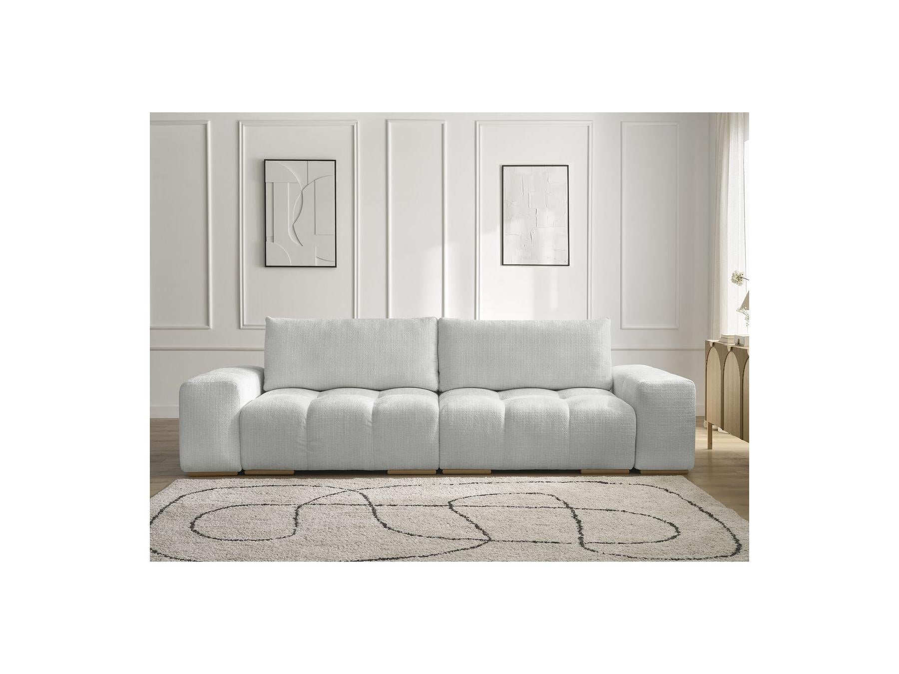 Anakin - Canapé Droit Fixe 3 Places - Tissu Texturé - 2 Coussins