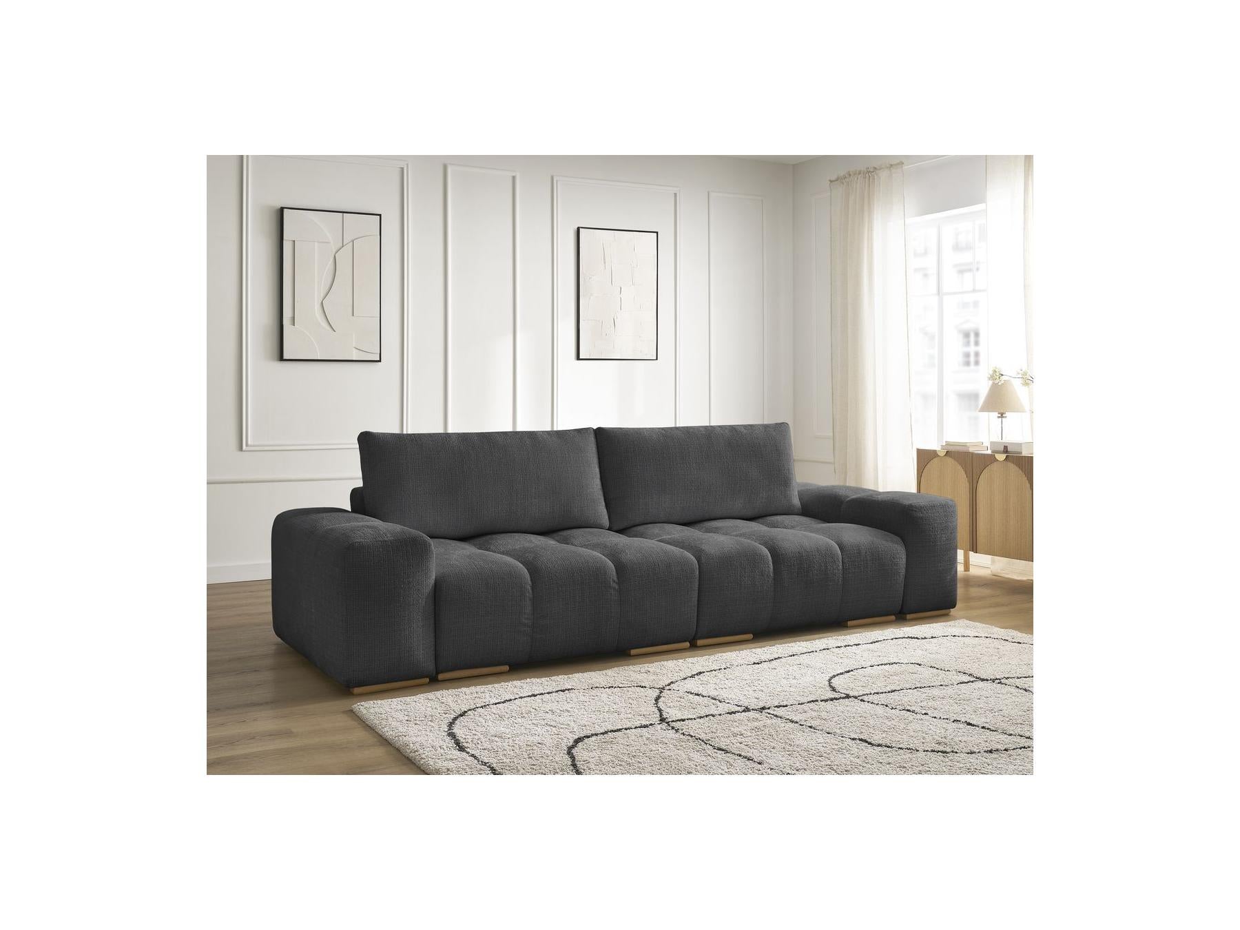 Anakin - Canapé Droit Fixe 3 Places - Tissu Texturé - 2 Coussins