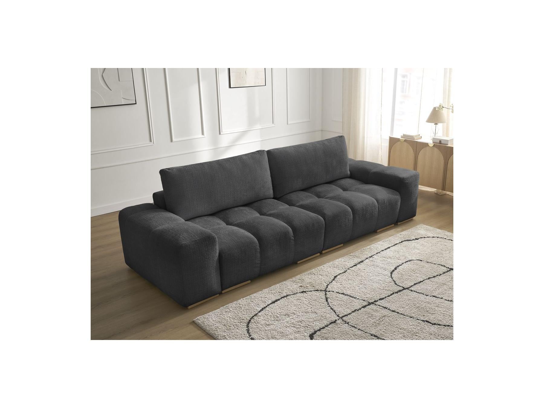 Anakin - Canapé Droit Fixe 3 Places - Tissu Texturé - 2 Coussins