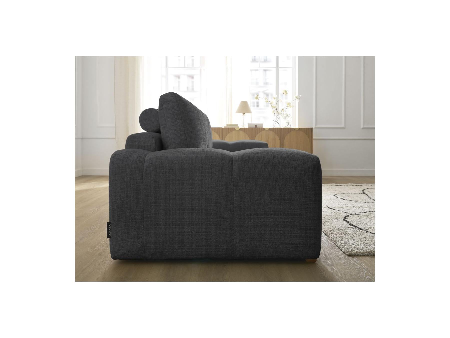 Anakin - Canapé Droit Fixe 3 Places - Tissu Texturé - 2 Coussins