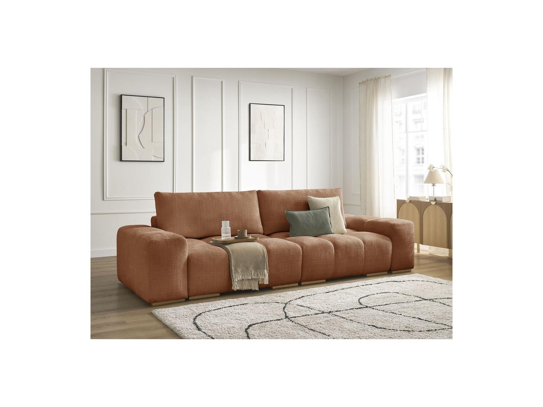 Anakin - Canapé Droit Fixe 3 Places - Tissu Texturé - 2 Coussins