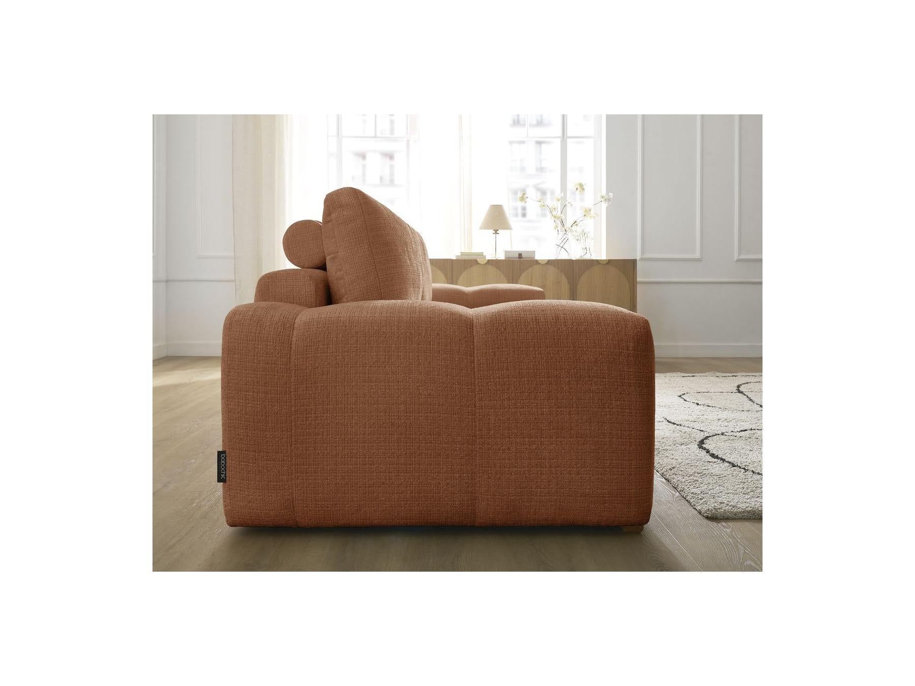 Anakin - Canapé Droit Fixe 3 Places - Tissu Texturé - 2 Coussins