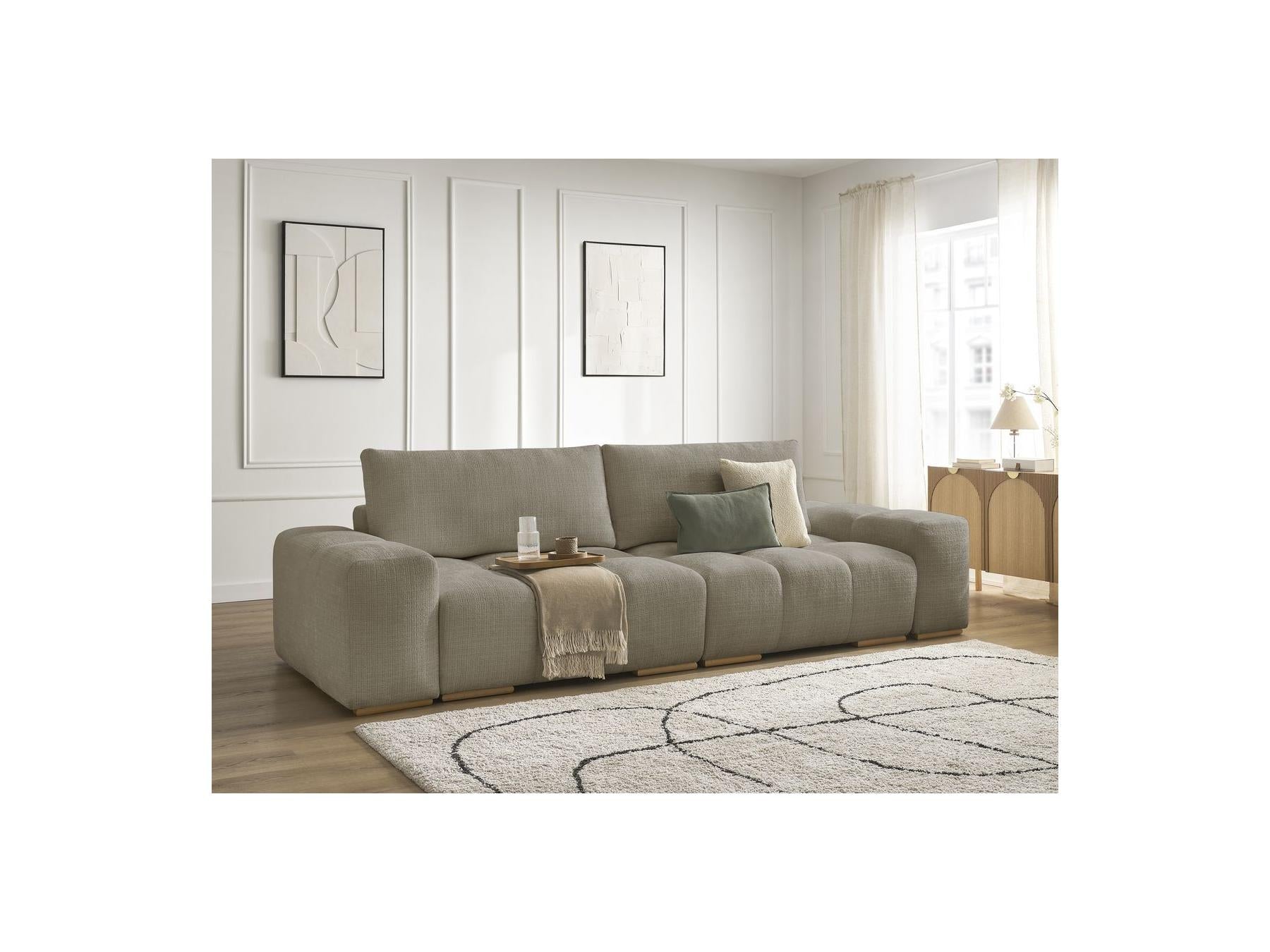 Anakin - Canapé Droit Fixe 3 Places - Tissu Texturé - 2 Coussins