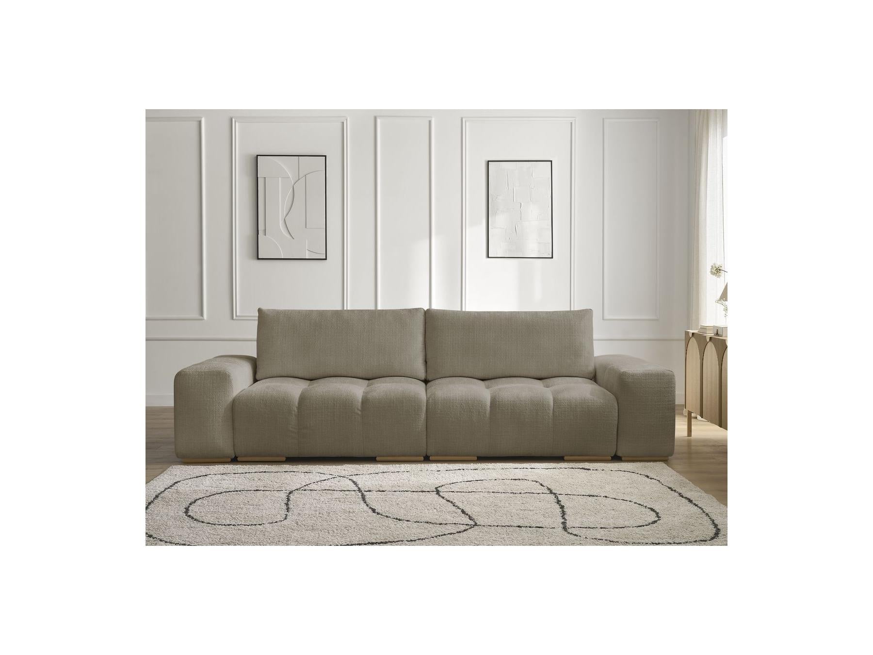 Anakin - Canapé Droit Fixe 3 Places - Tissu Texturé - 2 Coussins