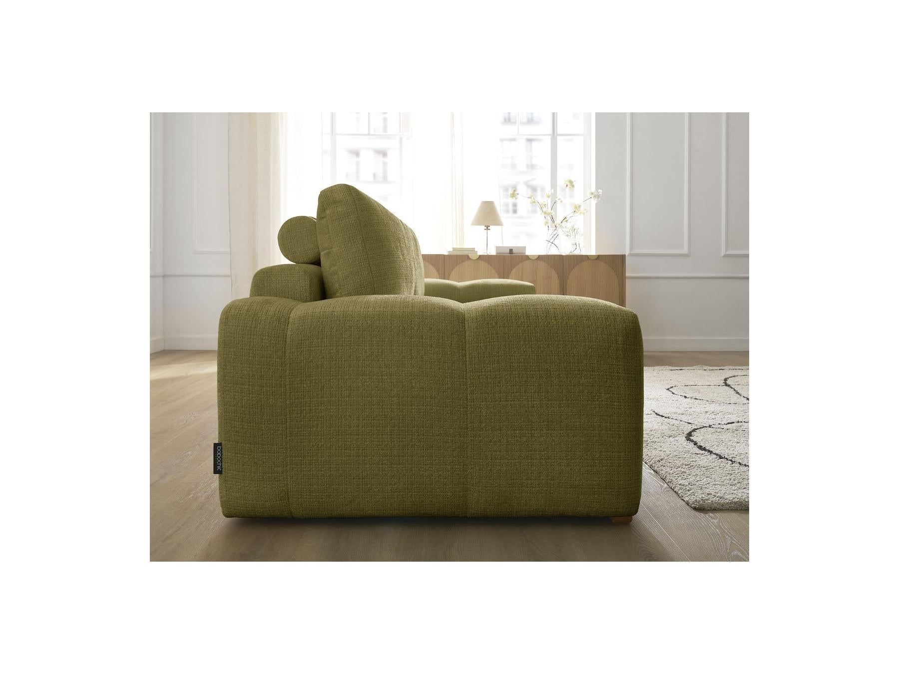 Anakin - Canapé Droit Fixe 3 Places - Tissu Texturé - 2 Coussins