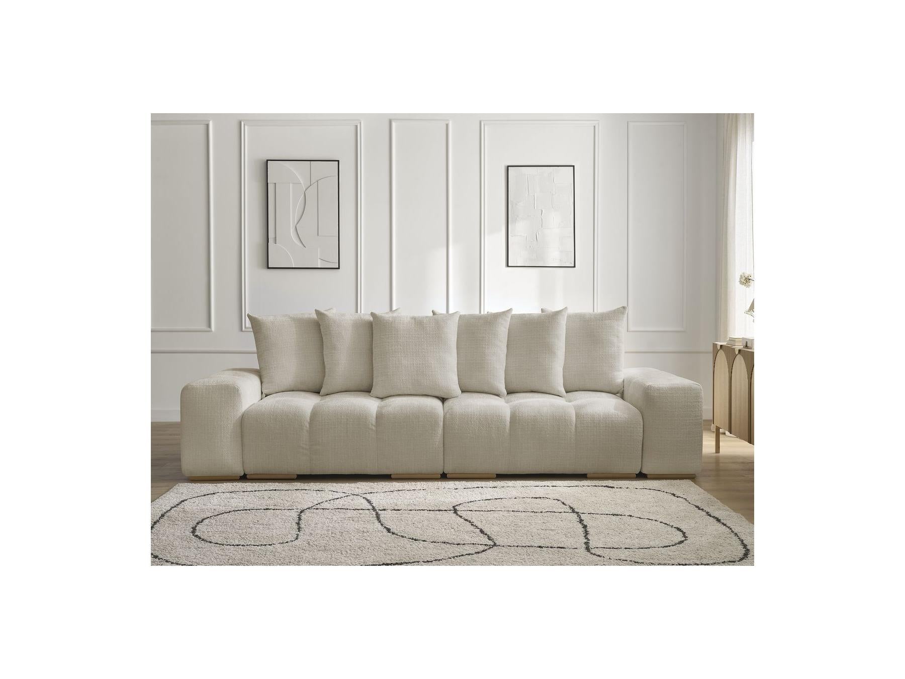 Anakin - Canapé Droit Fixe 3 Places - Tissu Texturé - 6 Coussins