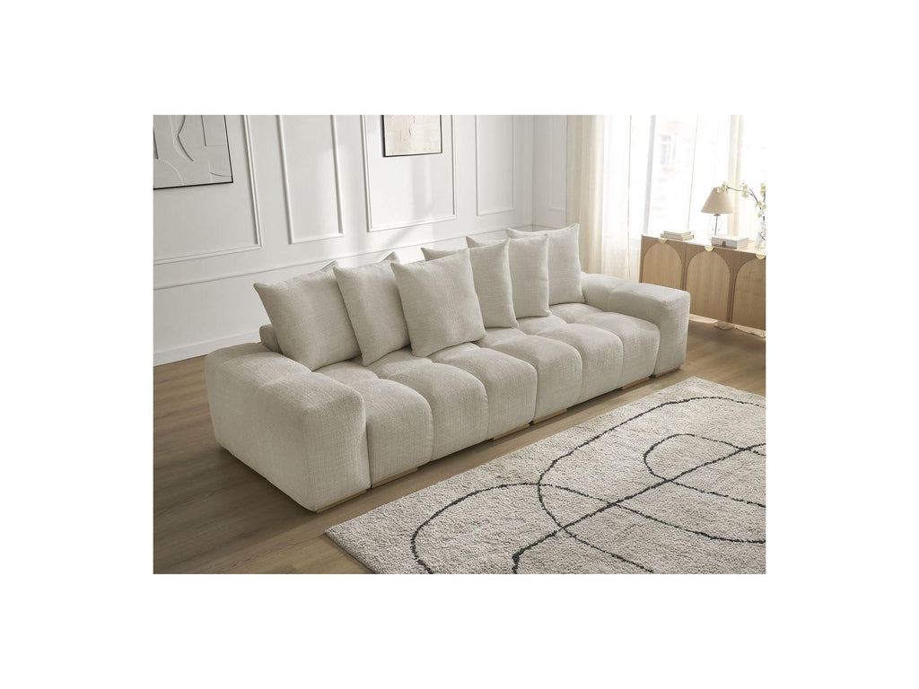 Anakin - Canapé Droit Fixe 3 Places - Tissu Texturé - 6 Coussins