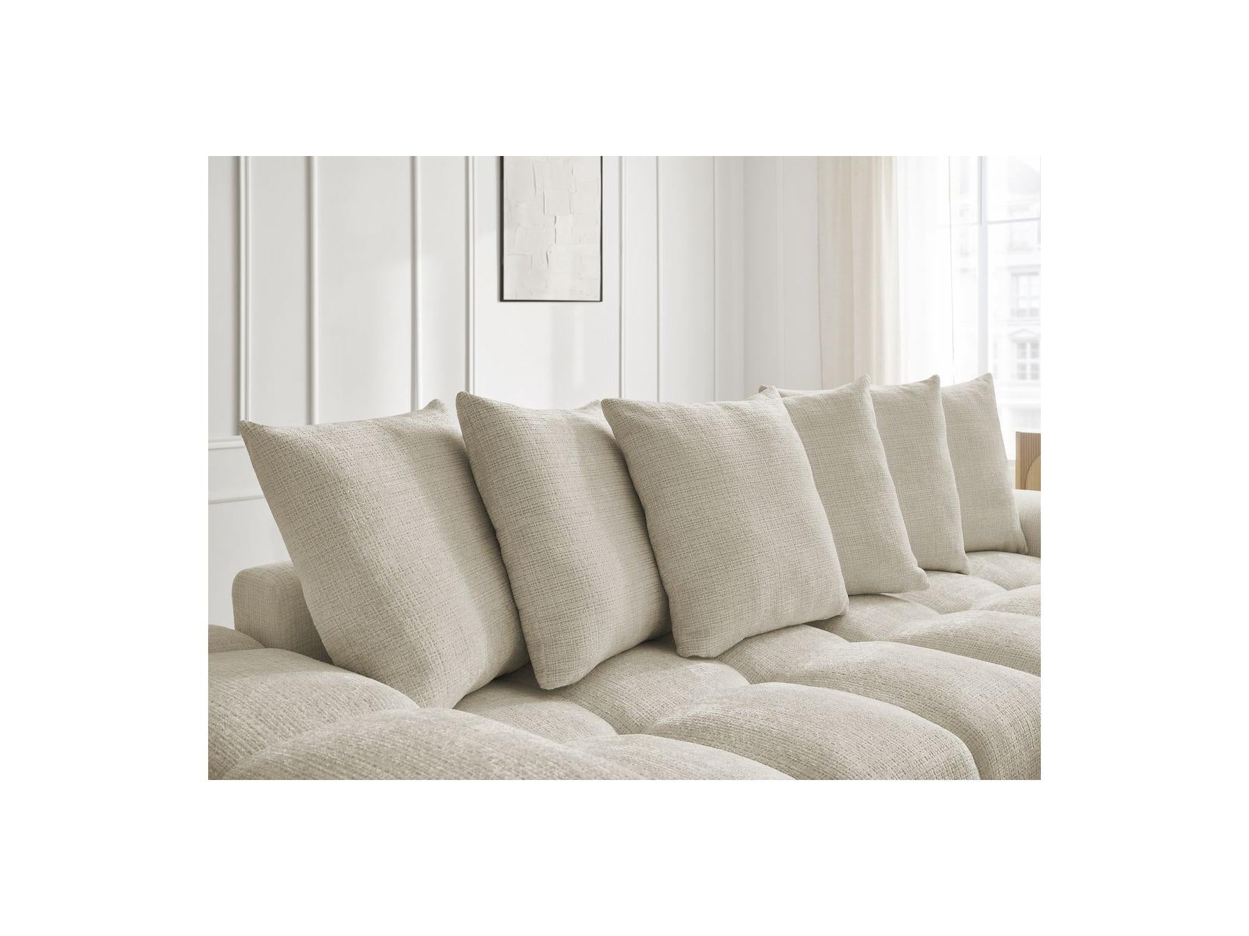Anakin - Canapé Droit Fixe 3 Places - Tissu Texturé - 6 Coussins