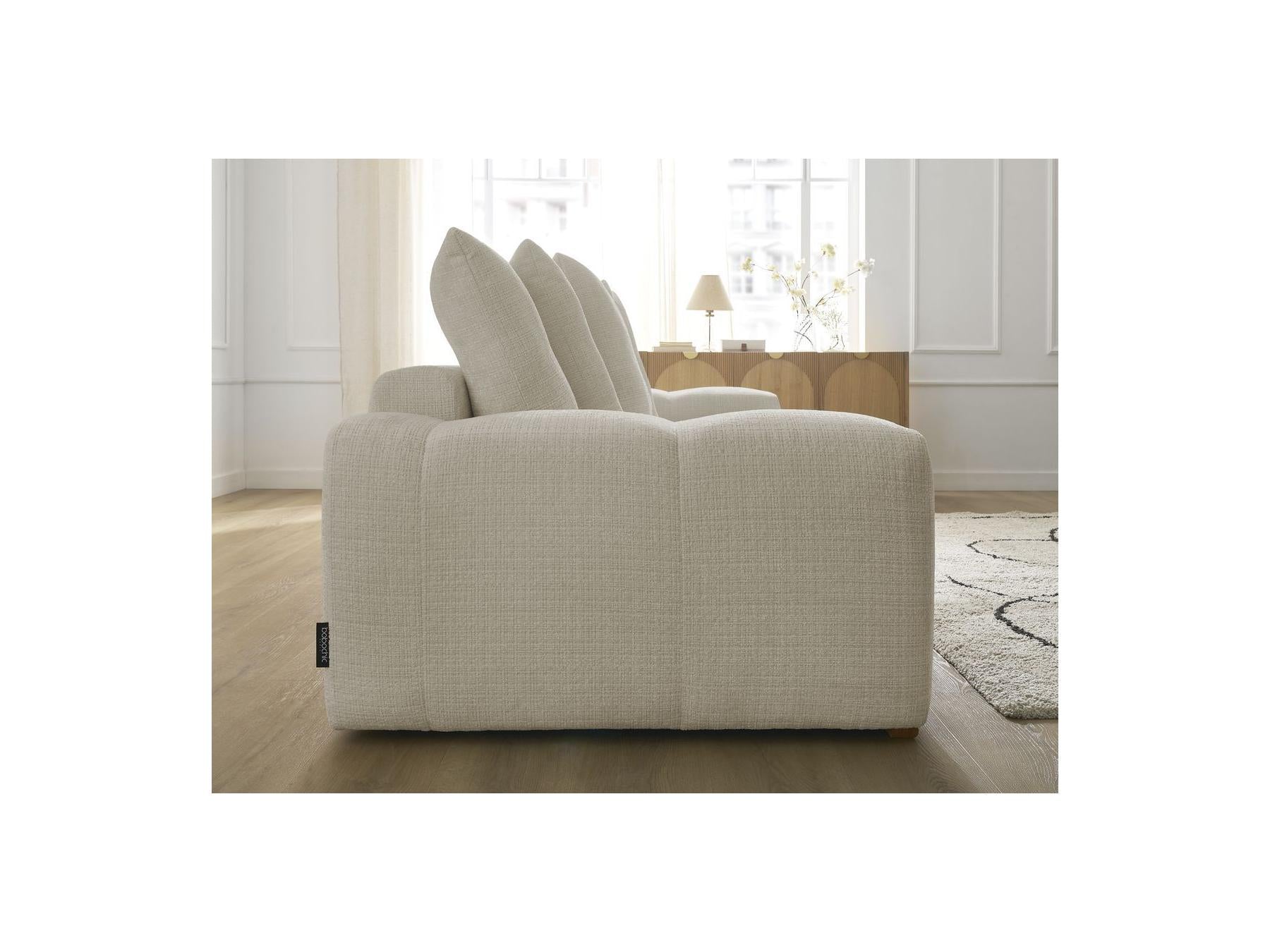 Anakin - Canapé Droit Fixe 3 Places - Tissu Texturé - 6 Coussins