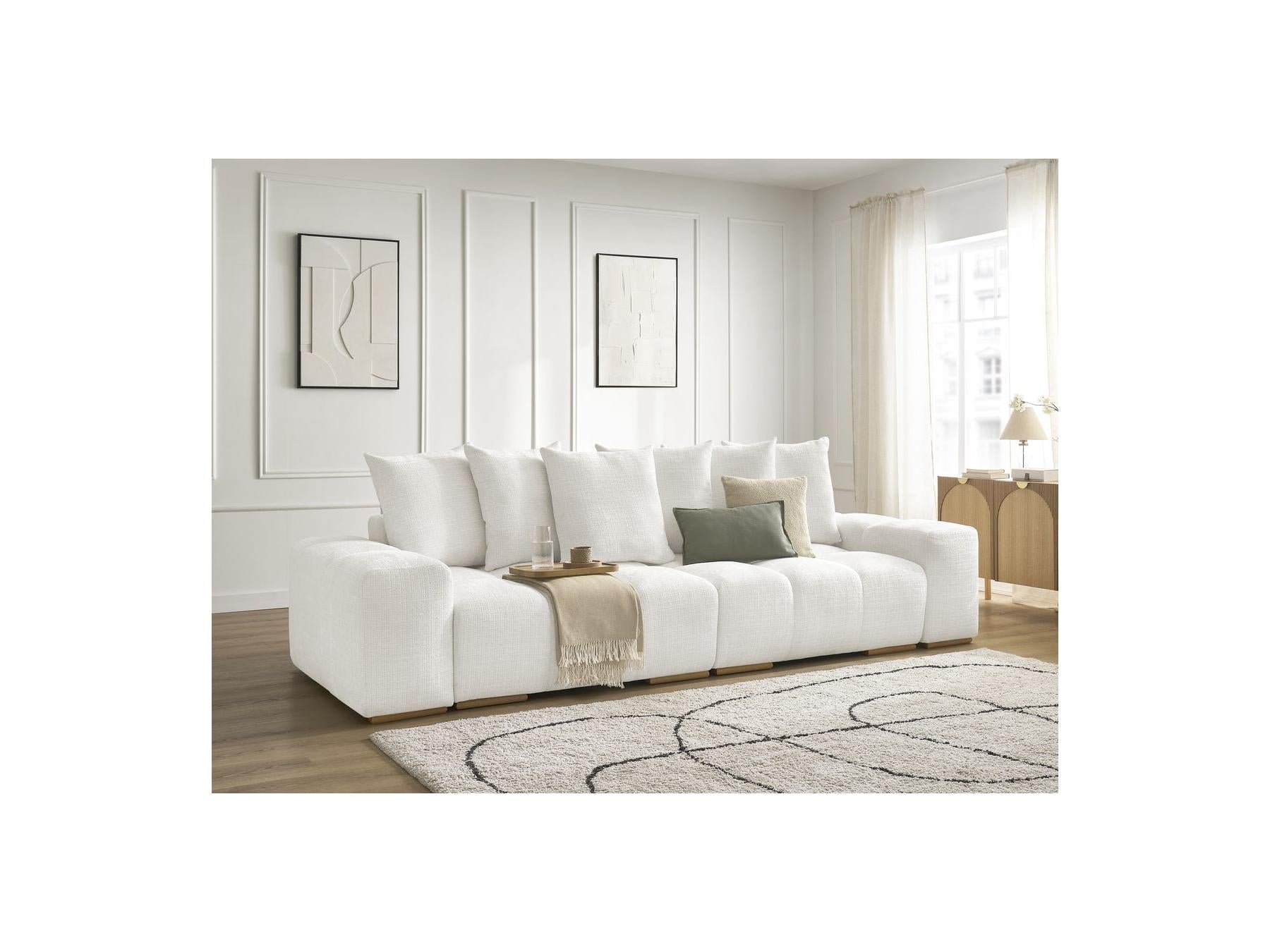 Anakin - Canapé Droit Fixe 3 Places - Tissu Texturé - 6 Coussins