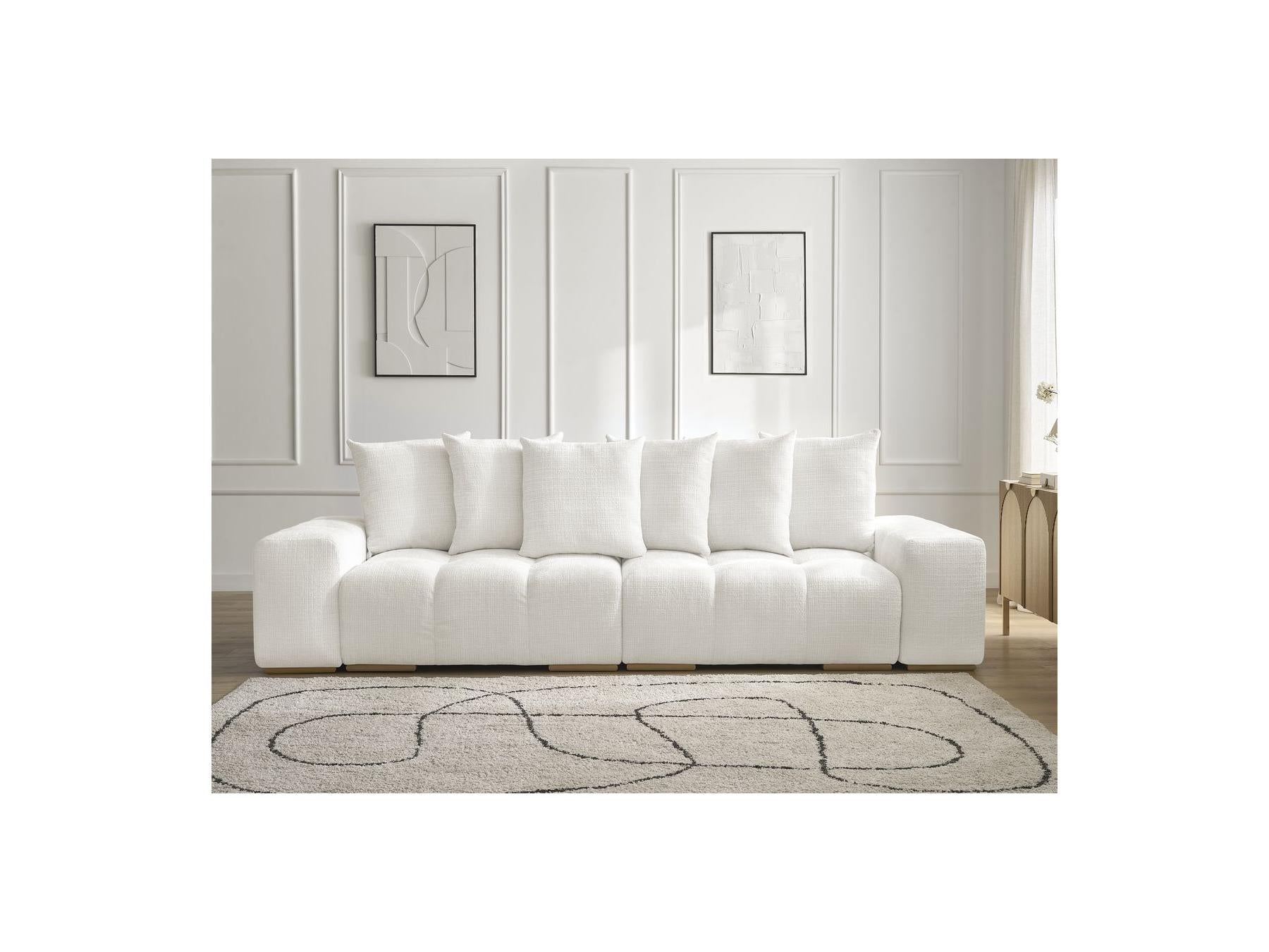 Anakin - Canapé Droit Fixe 3 Places - Tissu Texturé - 6 Coussins