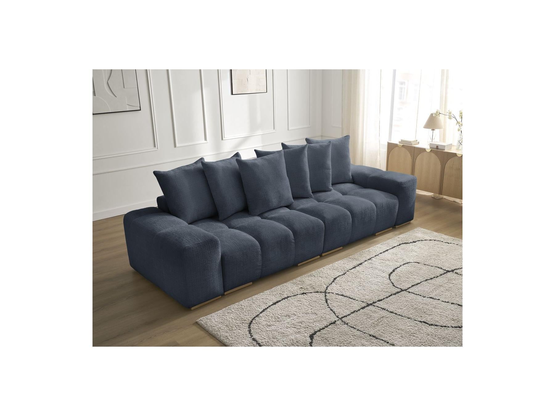 Anakin - Canapé Droit Fixe 3 Places - Tissu Texturé - 6 Coussins