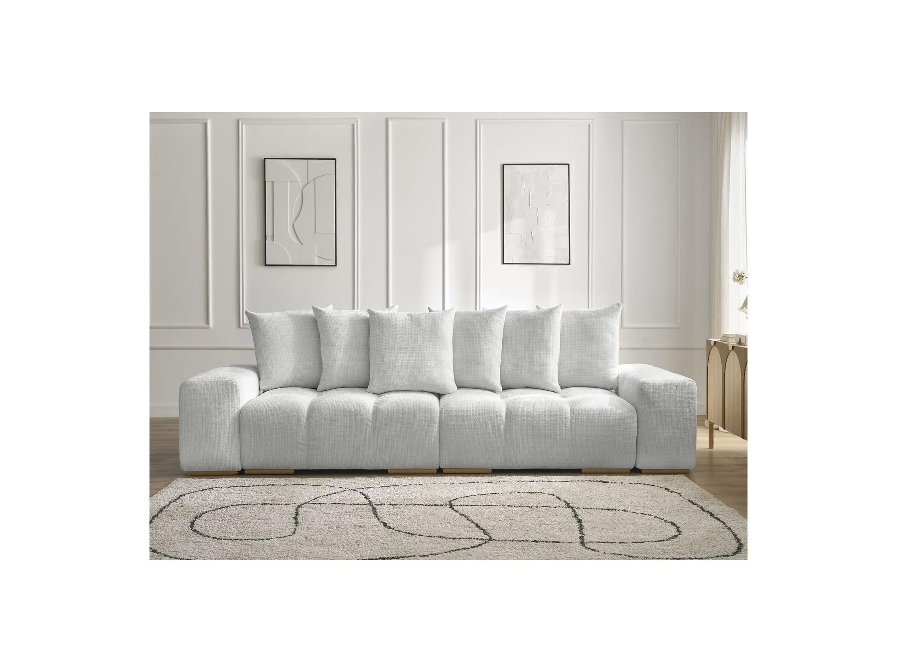 Anakin - Canapé Droit Fixe 3 Places - Tissu Texturé - 6 Coussins