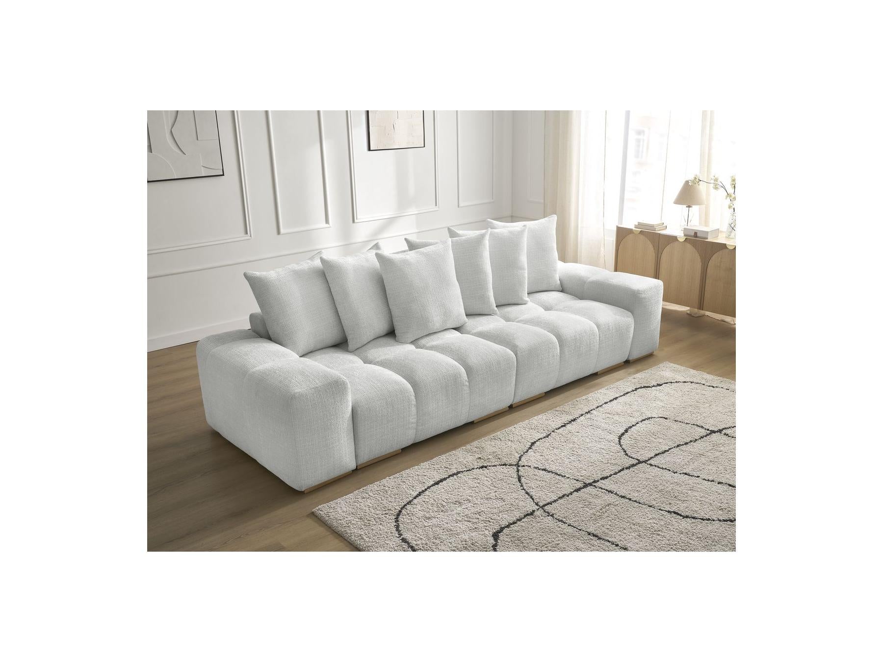 Anakin - Canapé Droit Fixe 3 Places - Tissu Texturé - 6 Coussins