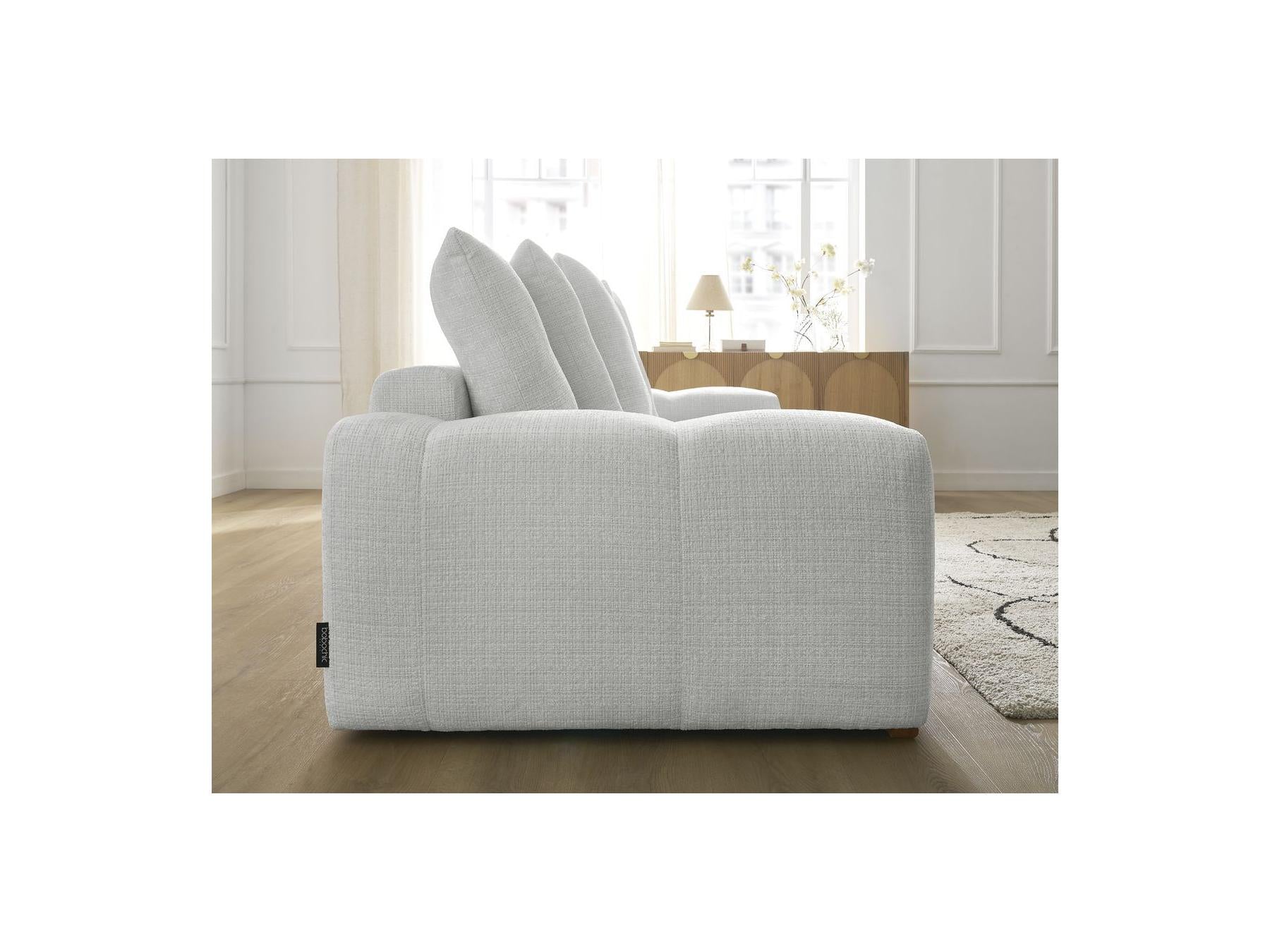 Anakin - Canapé Droit Fixe 3 Places - Tissu Texturé - 6 Coussins