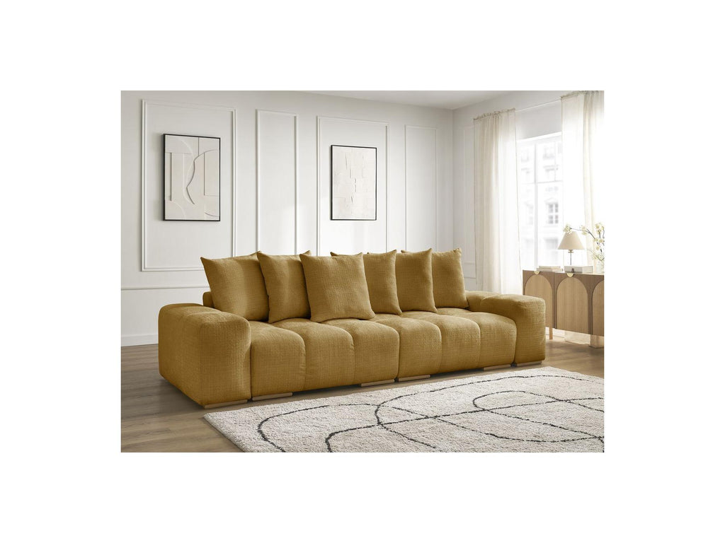 Anakin - Canapé Droit Fixe 3 Places - Tissu Texturé - 6 Coussins