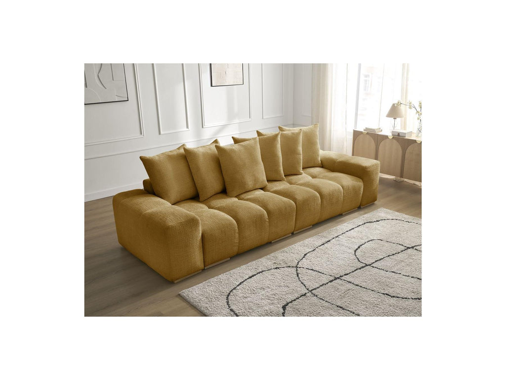 Anakin - Canapé Droit Fixe 3 Places - Tissu Texturé - 6 Coussins