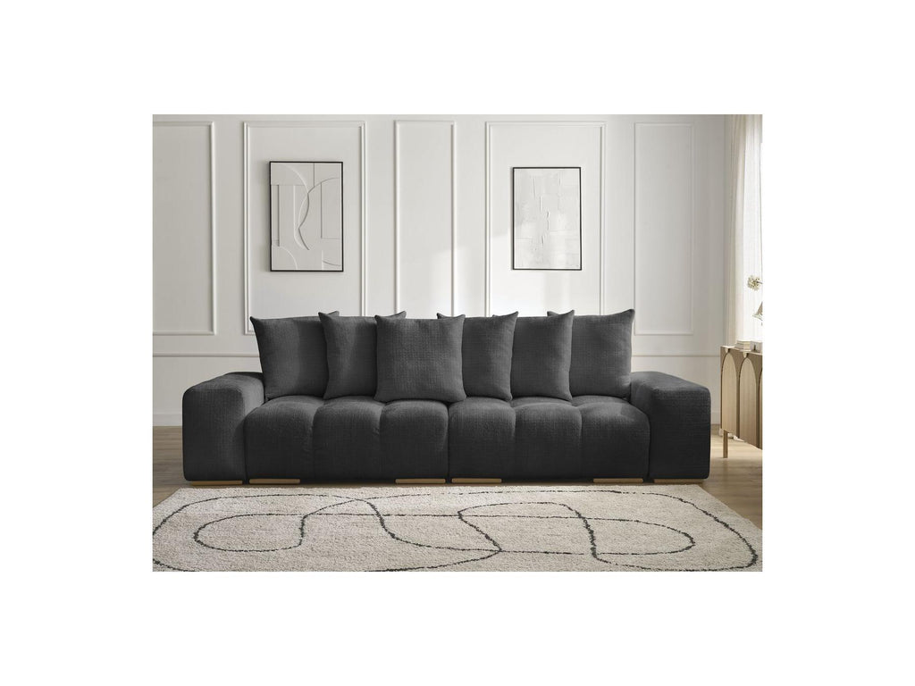 Anakin - Canapé Droit Fixe 3 Places - Tissu Texturé - 6 Coussins