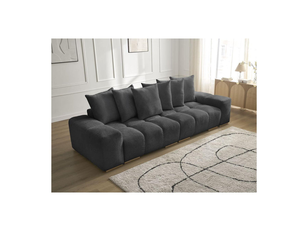 Anakin - Canapé Droit Fixe 3 Places - Tissu Texturé - 6 Coussins