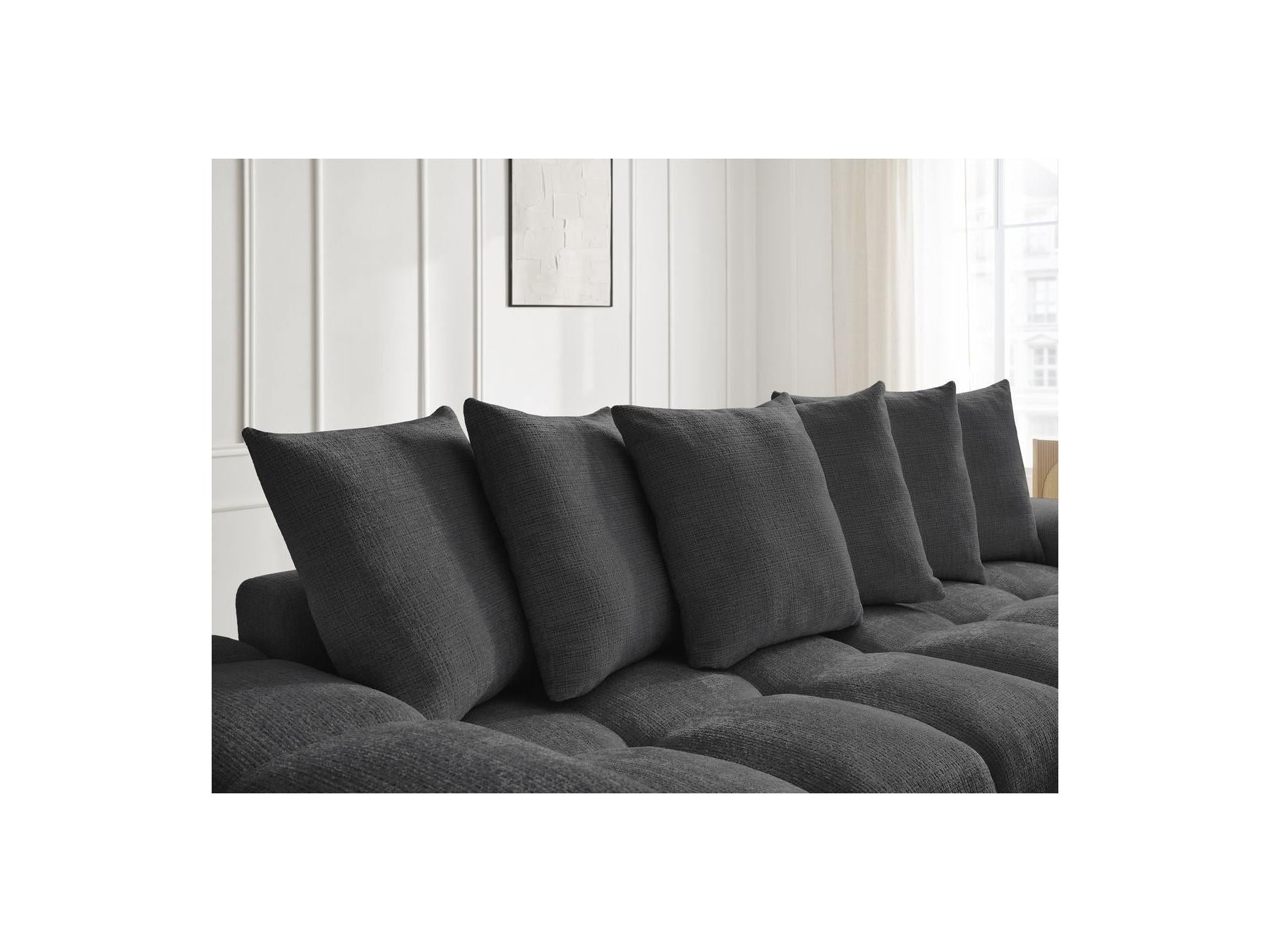 Anakin - Canapé Droit Fixe 3 Places - Tissu Texturé - 6 Coussins