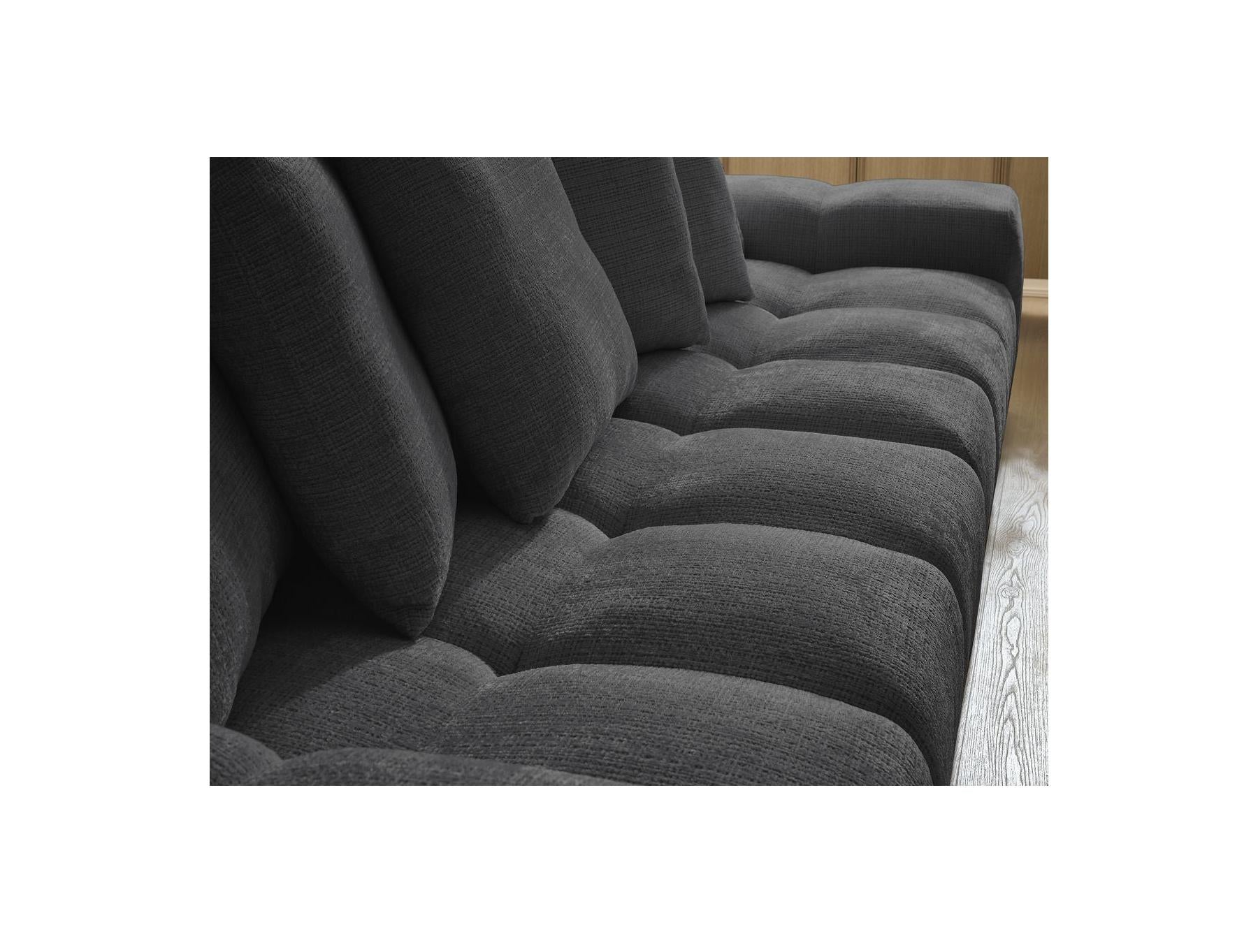 Anakin - Canapé Droit Fixe 3 Places - Tissu Texturé - 6 Coussins