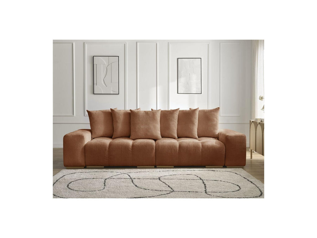 Anakin - Canapé Droit Fixe 3 Places - Tissu Texturé - 6 Coussins