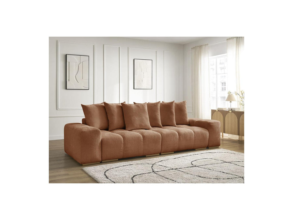 Anakin - Canapé Droit Fixe 3 Places - Tissu Texturé - 6 Coussins