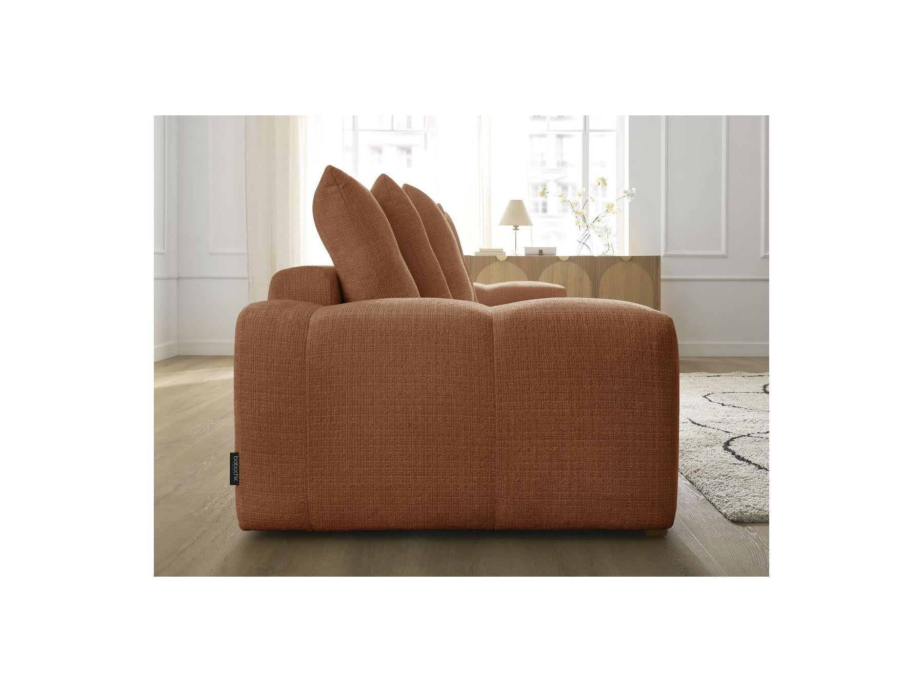 Anakin - Canapé Droit Fixe 3 Places - Tissu Texturé - 6 Coussins