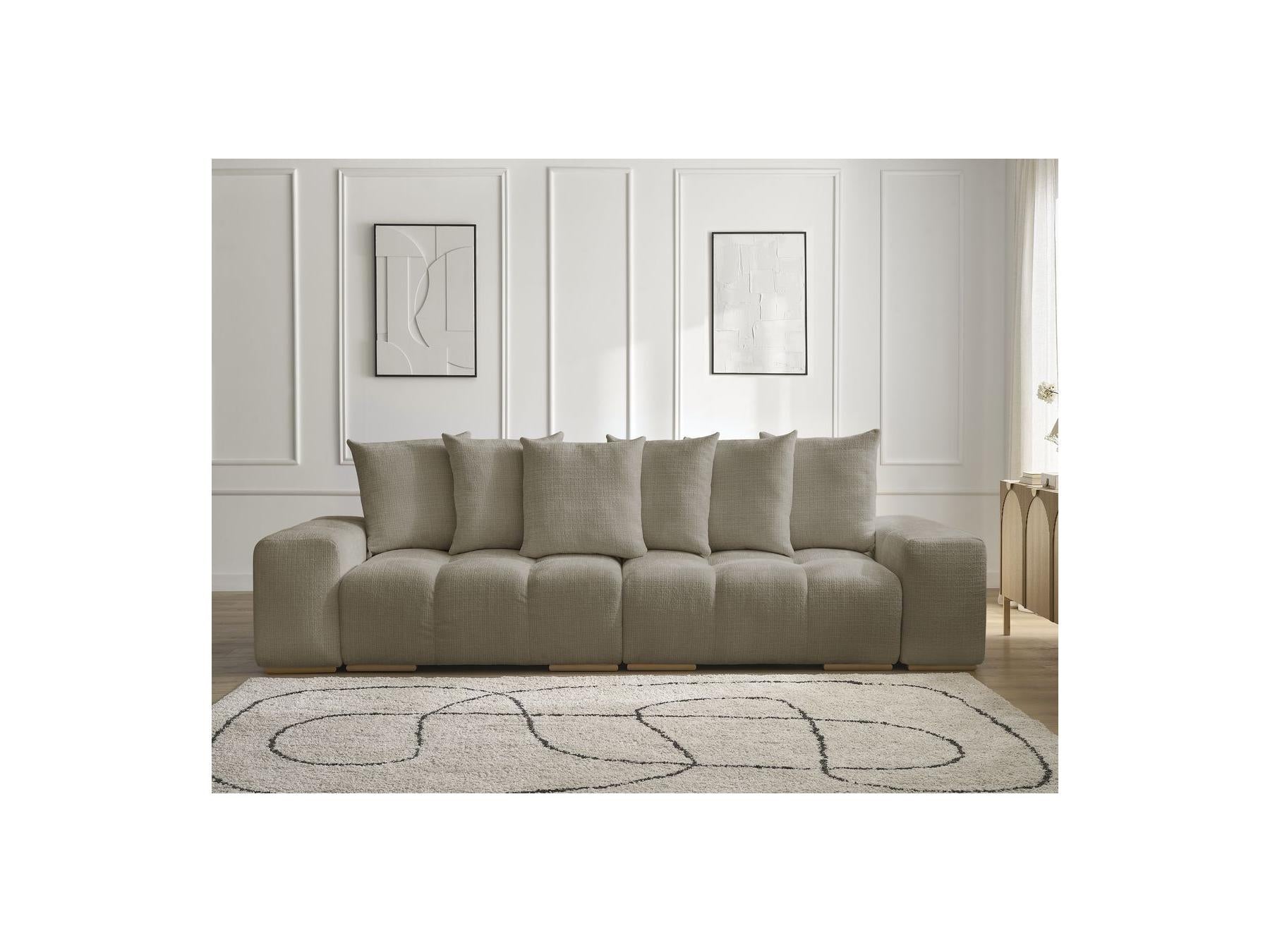 Anakin - Canapé Droit Fixe 3 Places - Tissu Texturé - 6 Coussins
