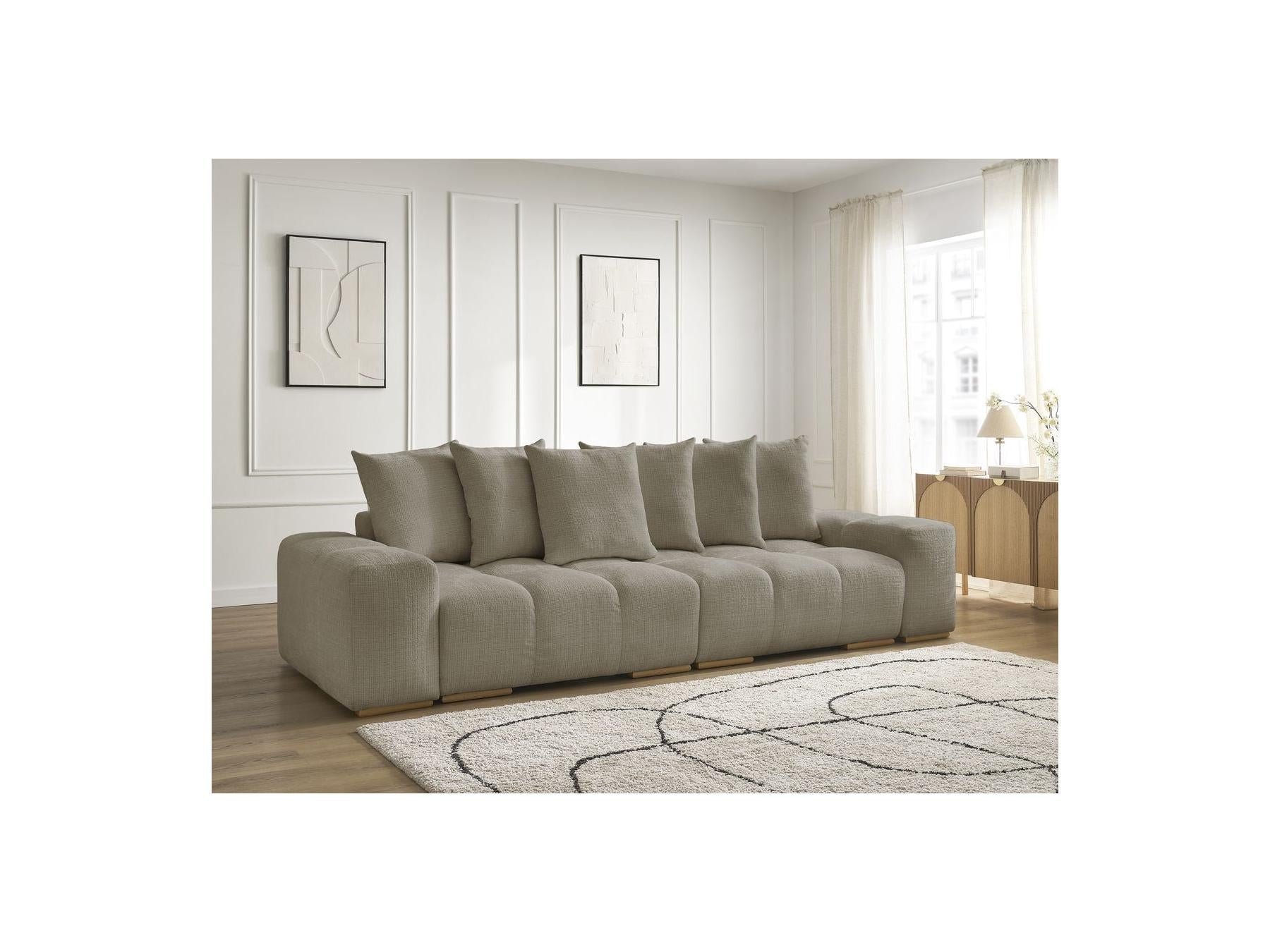 Anakin - Canapé Droit Fixe 3 Places - Tissu Texturé - 6 Coussins
