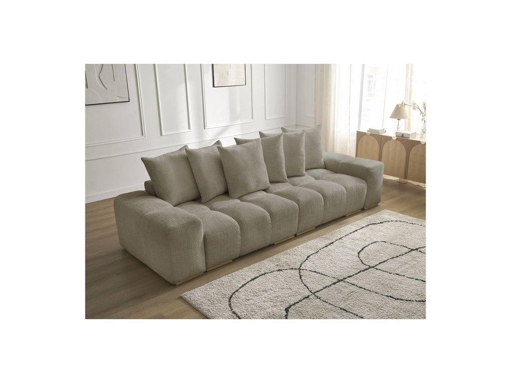 Anakin - Canapé Droit Fixe 3 Places - Tissu Texturé - 6 Coussins