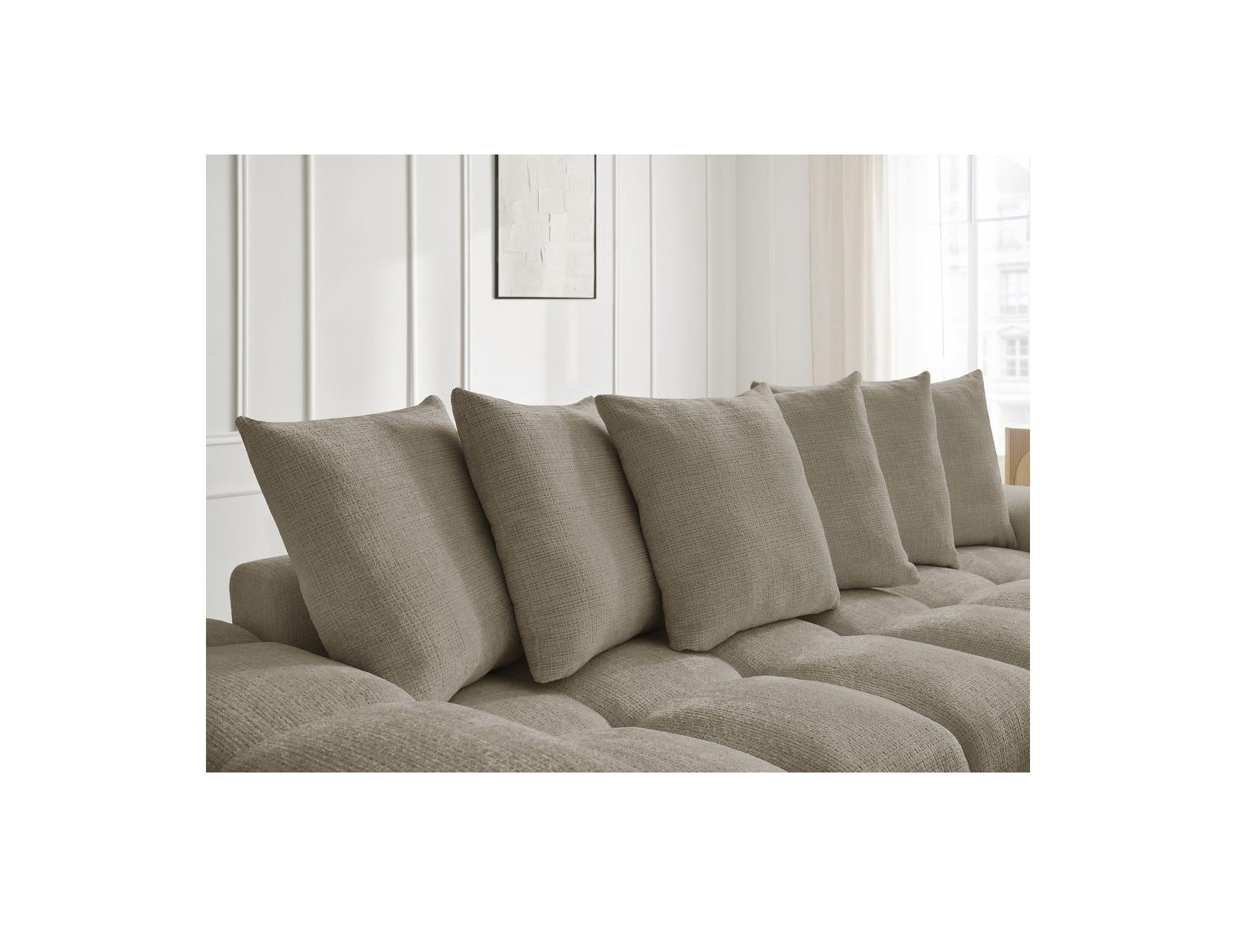 Anakin - Canapé Droit Fixe 3 Places - Tissu Texturé - 6 Coussins