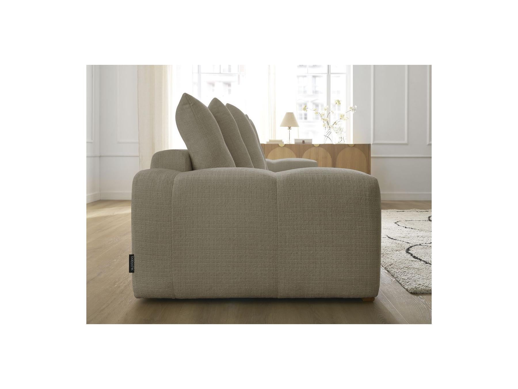 Anakin - Canapé Droit Fixe 3 Places - Tissu Texturé - 6 Coussins